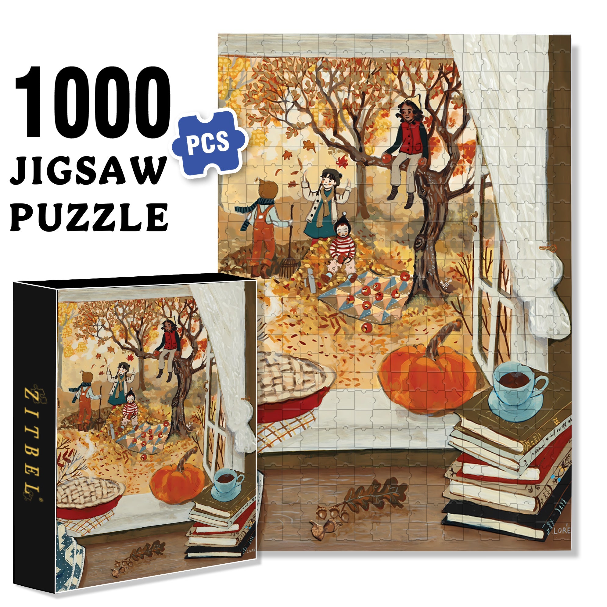 Autumn's Window 500pcs/1000pcs Jigsaw Puzzle, Scratch-Resistant, Interactive Family Game & Brain-Boosting DIY Decor, Perfect for Halloween, Christmas & New Year Gifts, Family Puzzle Game