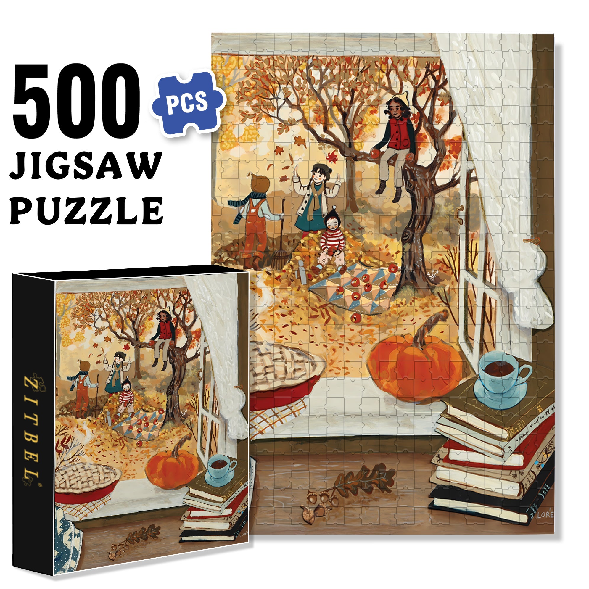 Autumn's Window 500pcs/1000pcs Jigsaw Puzzle, Scratch-Resistant, Interactive Family Game & Brain-Boosting DIY Decor, Perfect for Halloween, Christmas & New Year Gifts, Family Puzzle Game