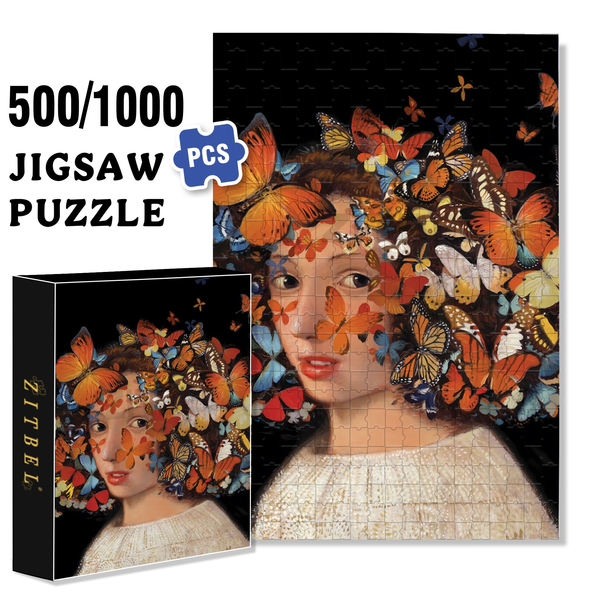 Bella 500pcs/1000pcs Jigsaw Puzzle, Scratch-Resistant, Interactive Family Game & Brain-Boosting DIY Decor, Perfect for Halloween, Christmas & New Year Gifts, Family Puzzle Game