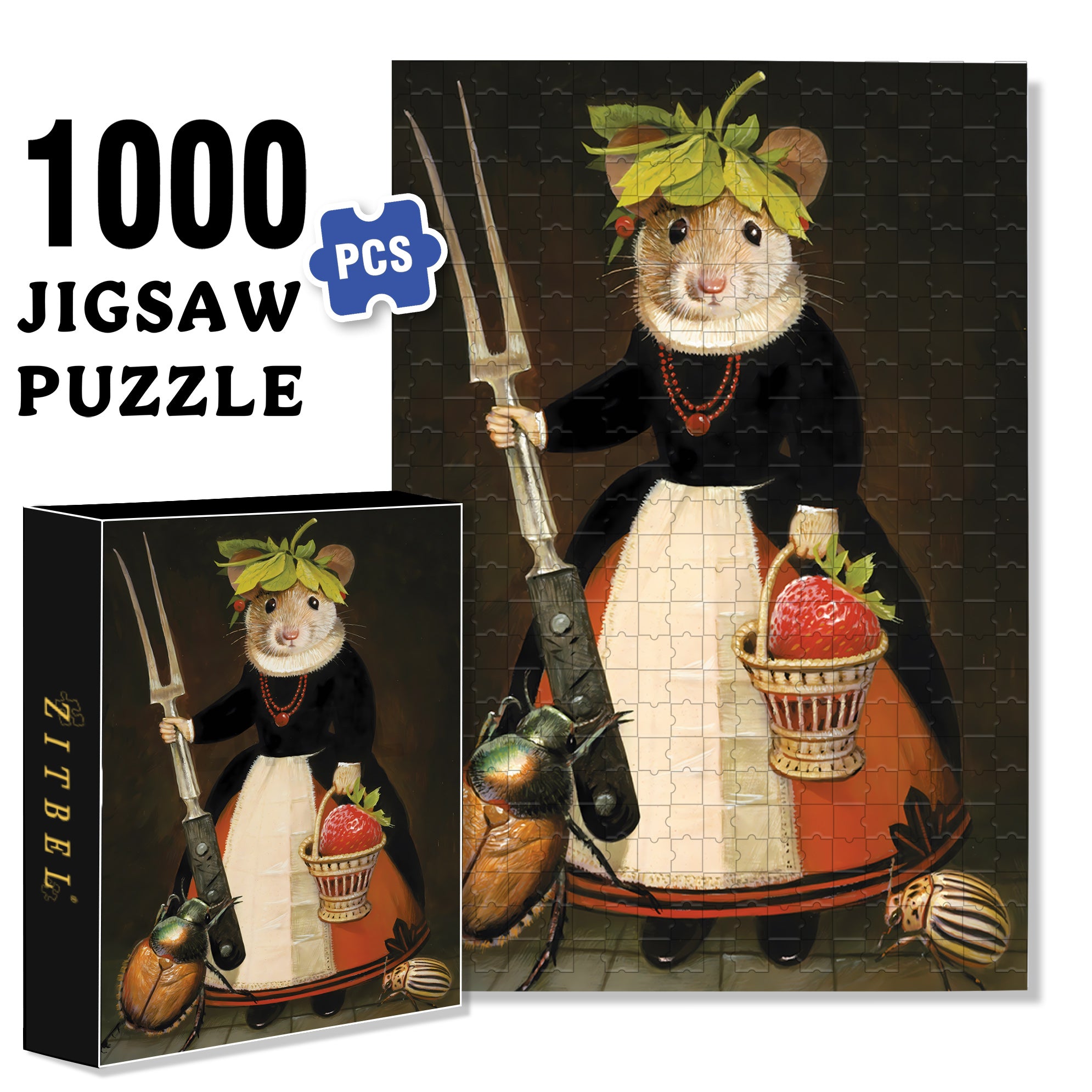 Berry Mary 500pcs/1000pcs Jigsaw Puzzle, Scratch-Resistant, Interactive Family Game & Brain-Boosting DIY Decor, Perfect for Halloween, Christmas & New Year Gifts, Family Puzzle Game