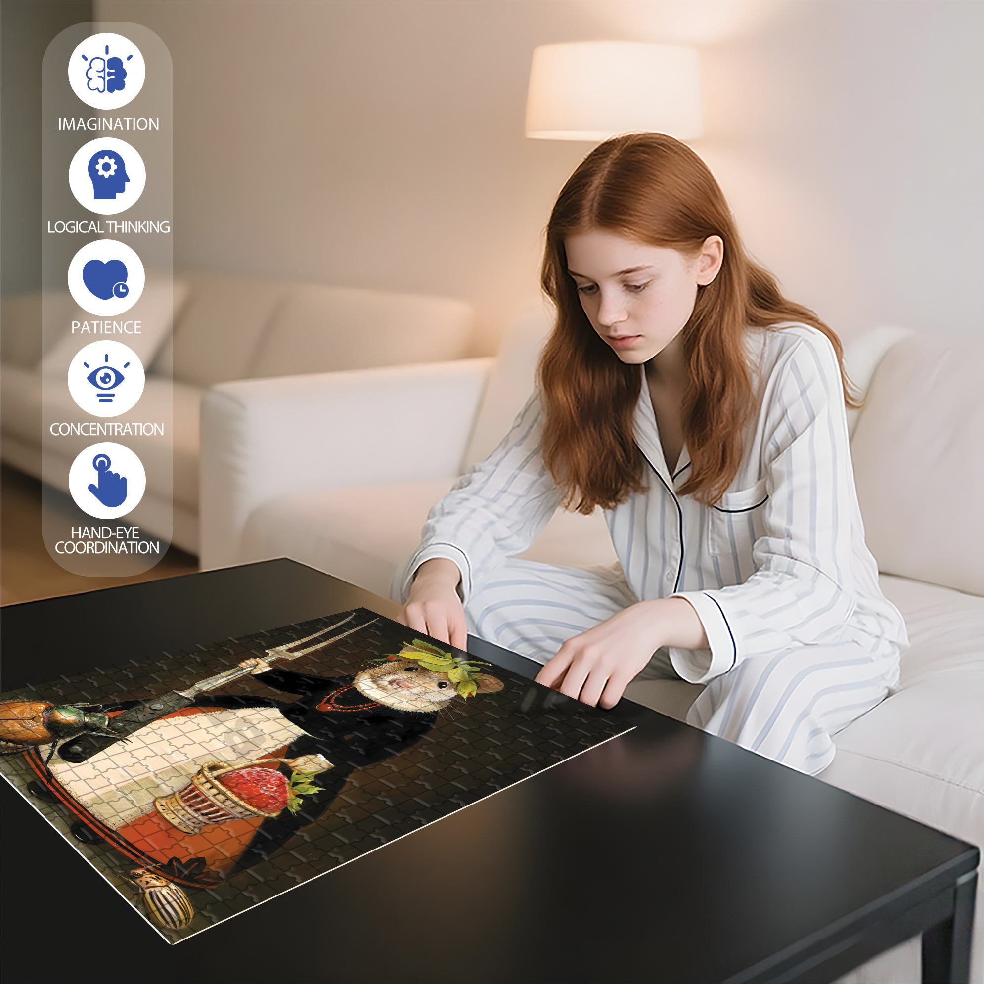 Berry Mary 500pcs/1000pcs Jigsaw Puzzle, Scratch-Resistant, Interactive Family Game & Brain-Boosting DIY Decor, Perfect for Halloween, Christmas & New Year Gifts, Family Puzzle Game