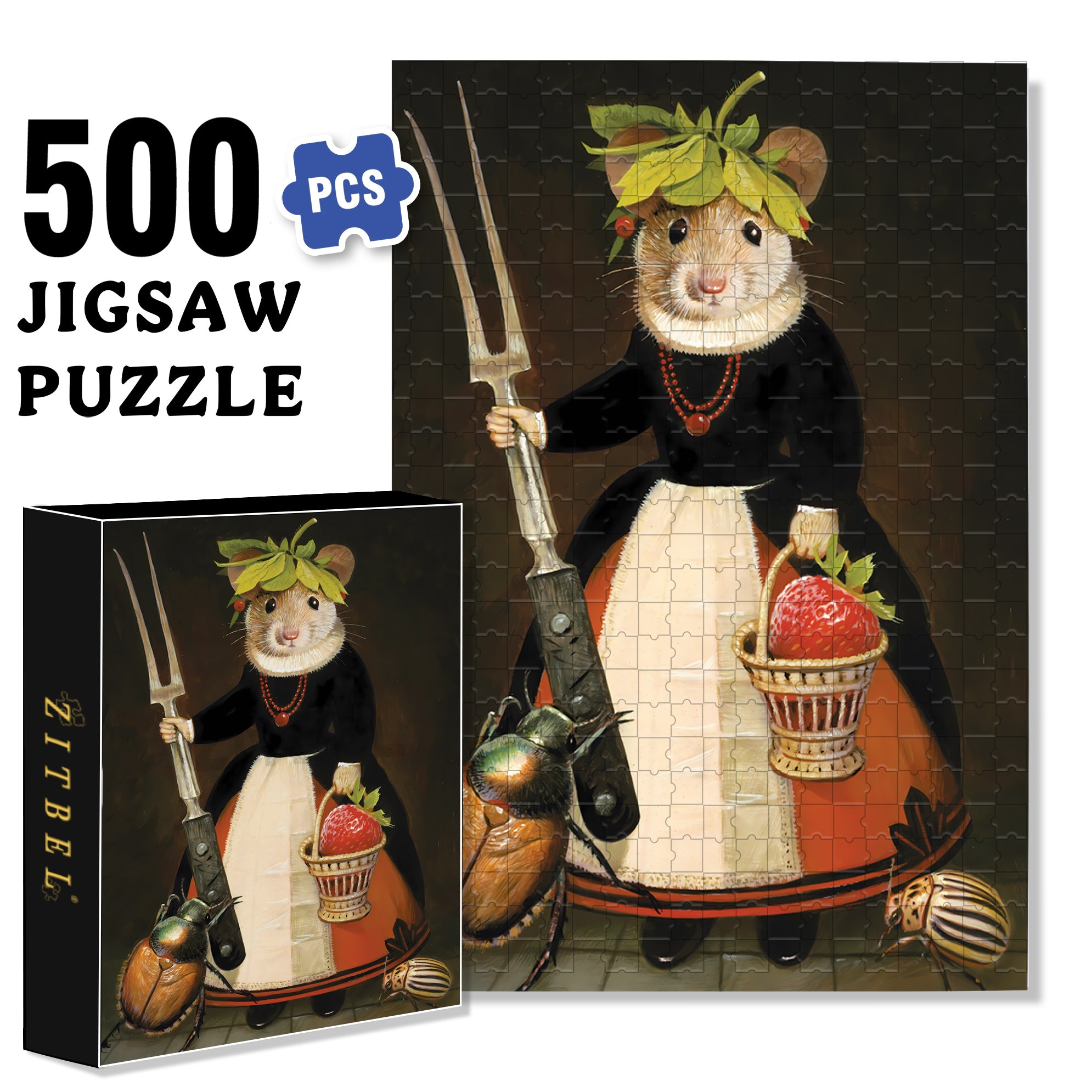Berry Mary 500pcs/1000pcs Jigsaw Puzzle, Scratch-Resistant, Interactive Family Game & Brain-Boosting DIY Decor, Perfect for Halloween, Christmas & New Year Gifts, Family Puzzle Game
