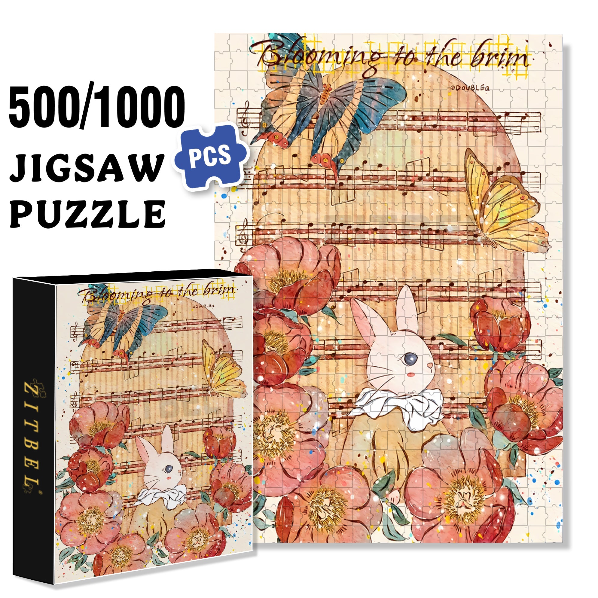 Blooming To The Brim 500pcs/1000pcs Jigsaw Puzzle, Scratch-Resistant, Interactive Family Game & Brain-Boosting DIY Decor, Perfect for Halloween, Christmas & New Year Gifts, Family Puzzle Game