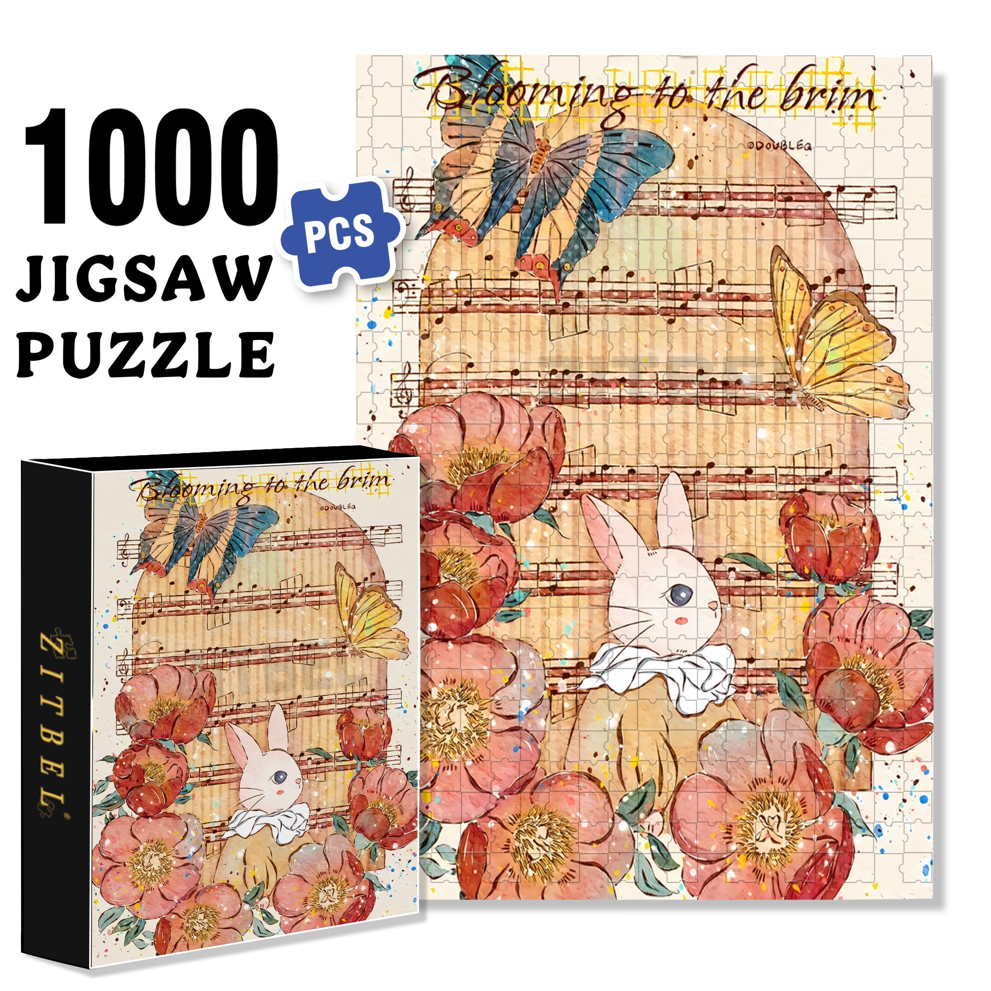 Blooming To The Brim 500pcs/1000pcs Jigsaw Puzzle, Scratch-Resistant, Interactive Family Game & Brain-Boosting DIY Decor, Perfect for Halloween, Christmas & New Year Gifts, Family Puzzle Game