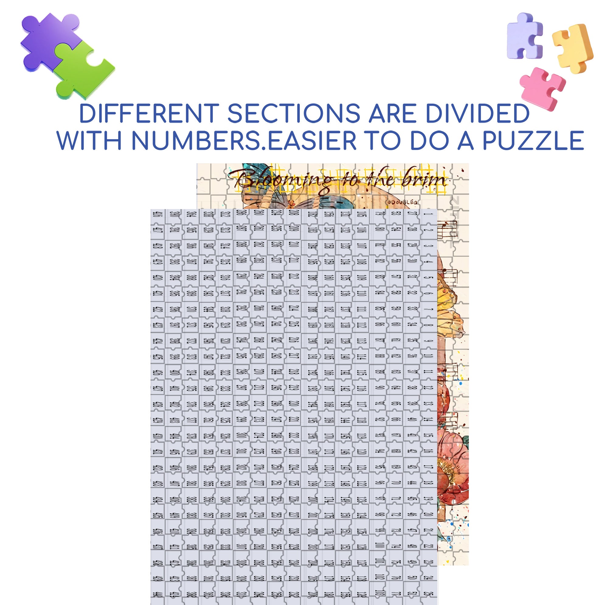 Blooming To The Brim 500pcs/1000pcs Jigsaw Puzzle, Scratch-Resistant, Interactive Family Game & Brain-Boosting DIY Decor, Perfect for Halloween, Christmas & New Year Gifts, Family Puzzle Game