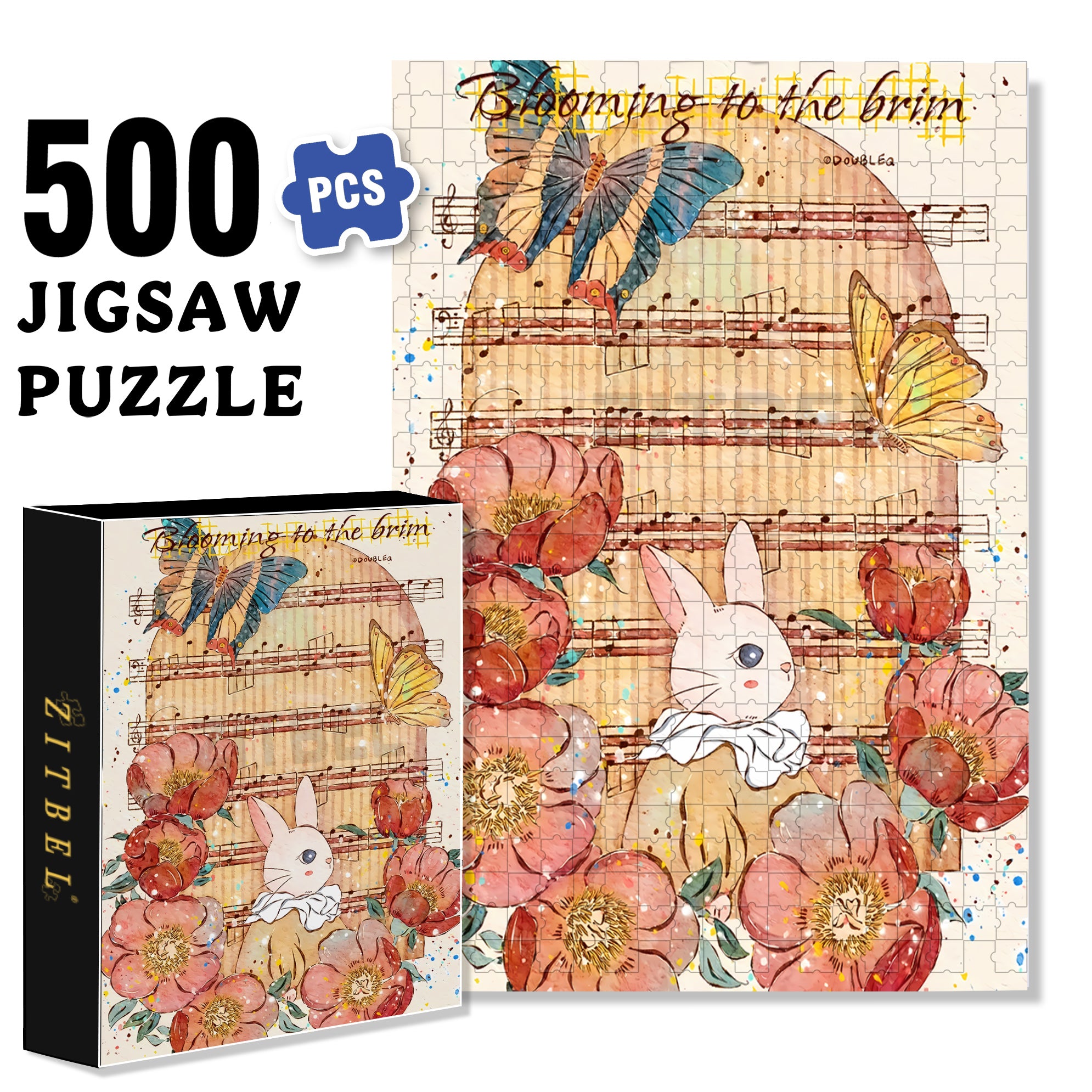 Blooming To The Brim 500pcs/1000pcs Jigsaw Puzzle, Scratch-Resistant, Interactive Family Game & Brain-Boosting DIY Decor, Perfect for Halloween, Christmas & New Year Gifts, Family Puzzle Game