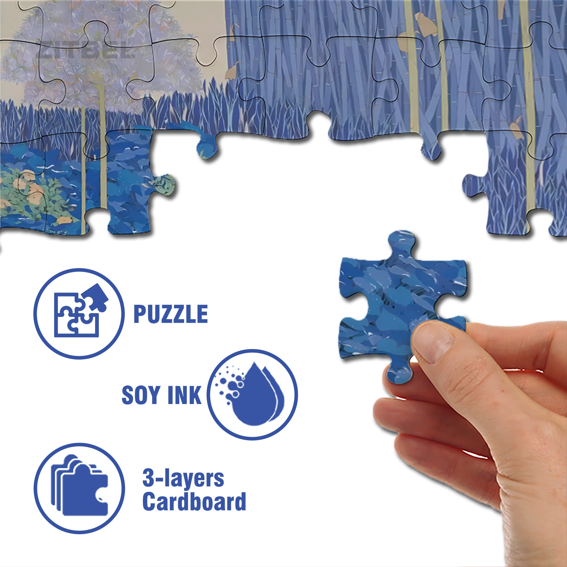 Blue And Flamingo 500pcs/1000pcs Jigsaw Puzzle, Scratch-Resistant, Interactive Family Game & Brain-Boosting DIY Decor, Perfect for Halloween, Christmas & New Year Gifts, Family Puzzle Game