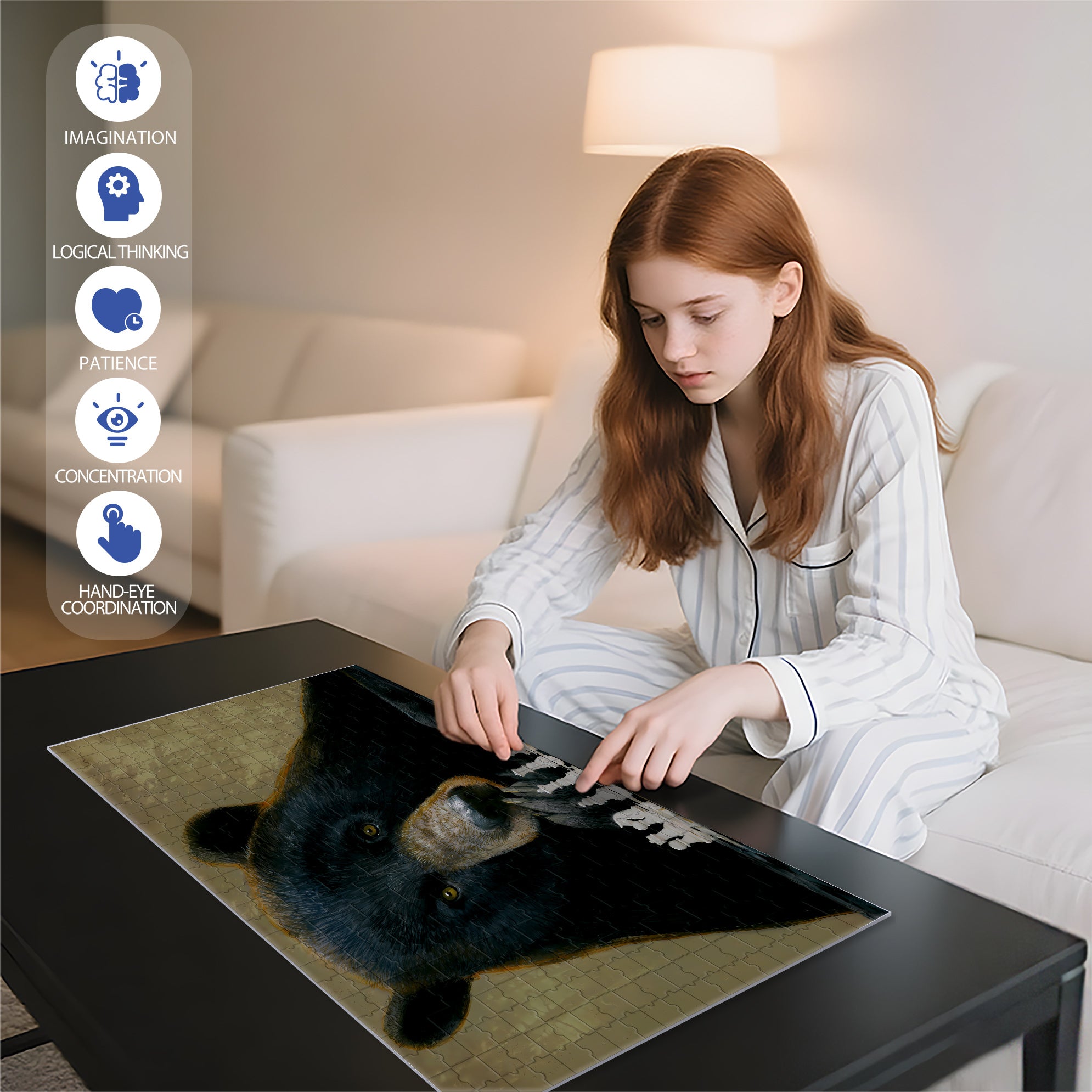 Chess Bear 500pcs/1000pcs Jigsaw Puzzle, Scratch-Resistant, Interactive Family Game & Brain-Boosting DIY Decor, Perfect for Halloween, Christmas & New Year Gifts, Family Puzzle Game