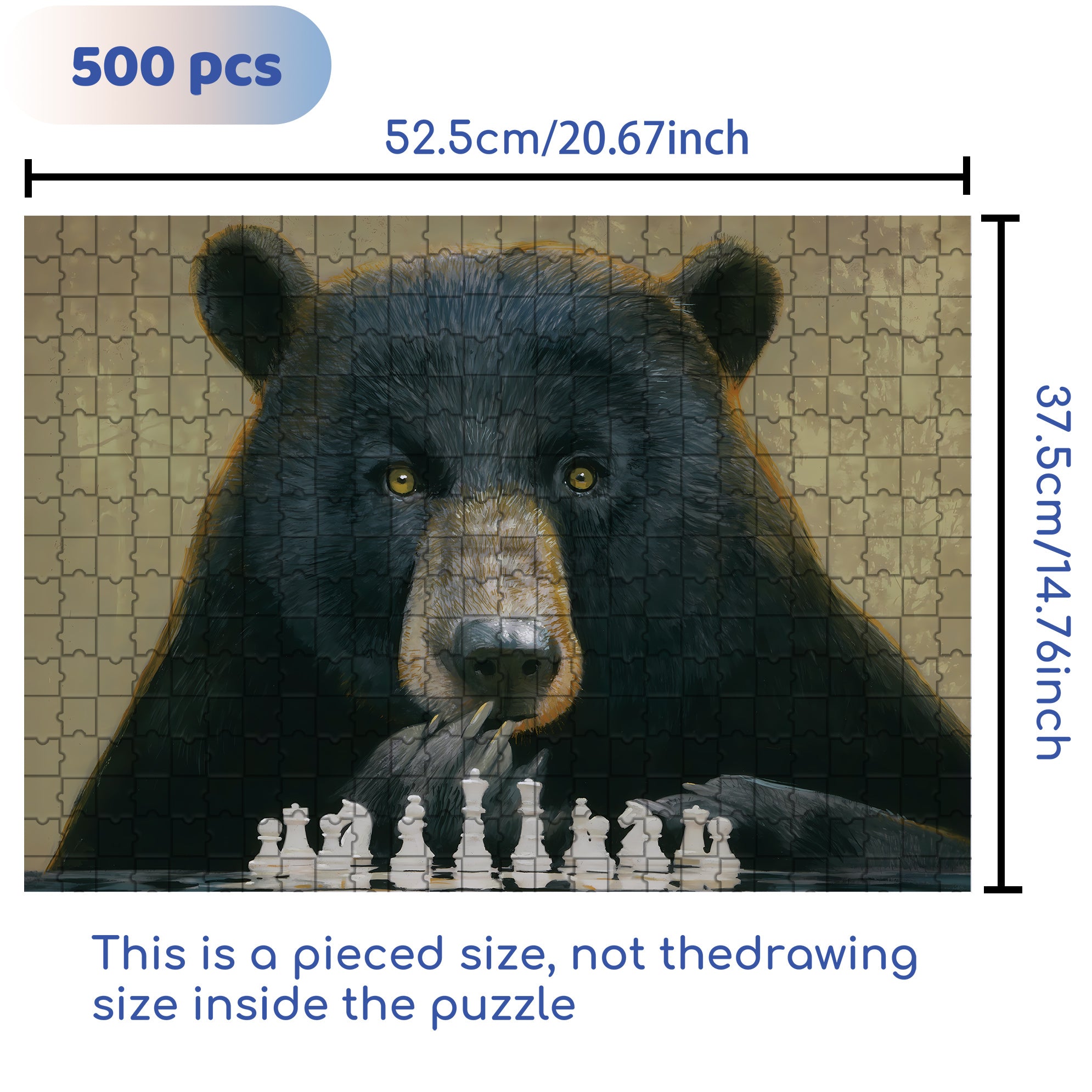 Chess Bear 500pcs/1000pcs Jigsaw Puzzle, Scratch-Resistant, Interactive Family Game & Brain-Boosting DIY Decor, Perfect for Halloween, Christmas & New Year Gifts, Family Puzzle Game