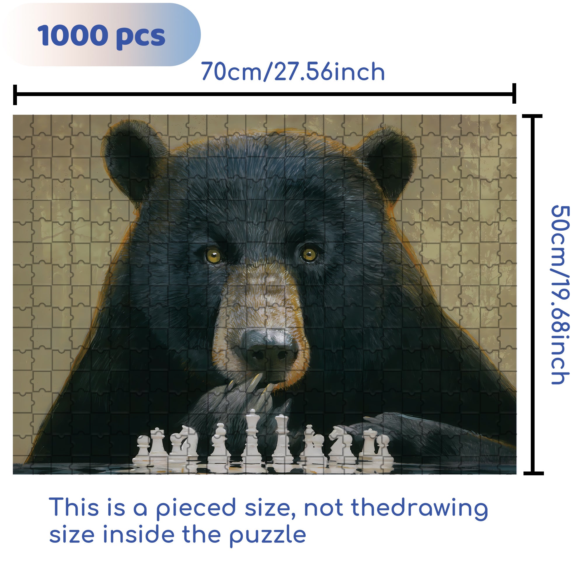 Chess Bear 500pcs/1000pcs Jigsaw Puzzle, Scratch-Resistant, Interactive Family Game & Brain-Boosting DIY Decor, Perfect for Halloween, Christmas & New Year Gifts, Family Puzzle Game