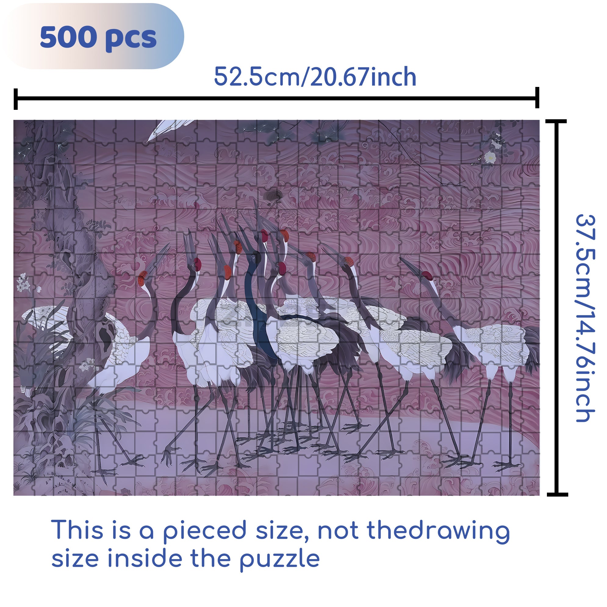 Dancing Cranes 500pcs/1000pcs Jigsaw Puzzle, Scratch-Resistant, Interactive Family Game & Brain-Boosting DIY Decor, Perfect for Halloween, Christmas & New Year Gifts, Family Puzzle Game