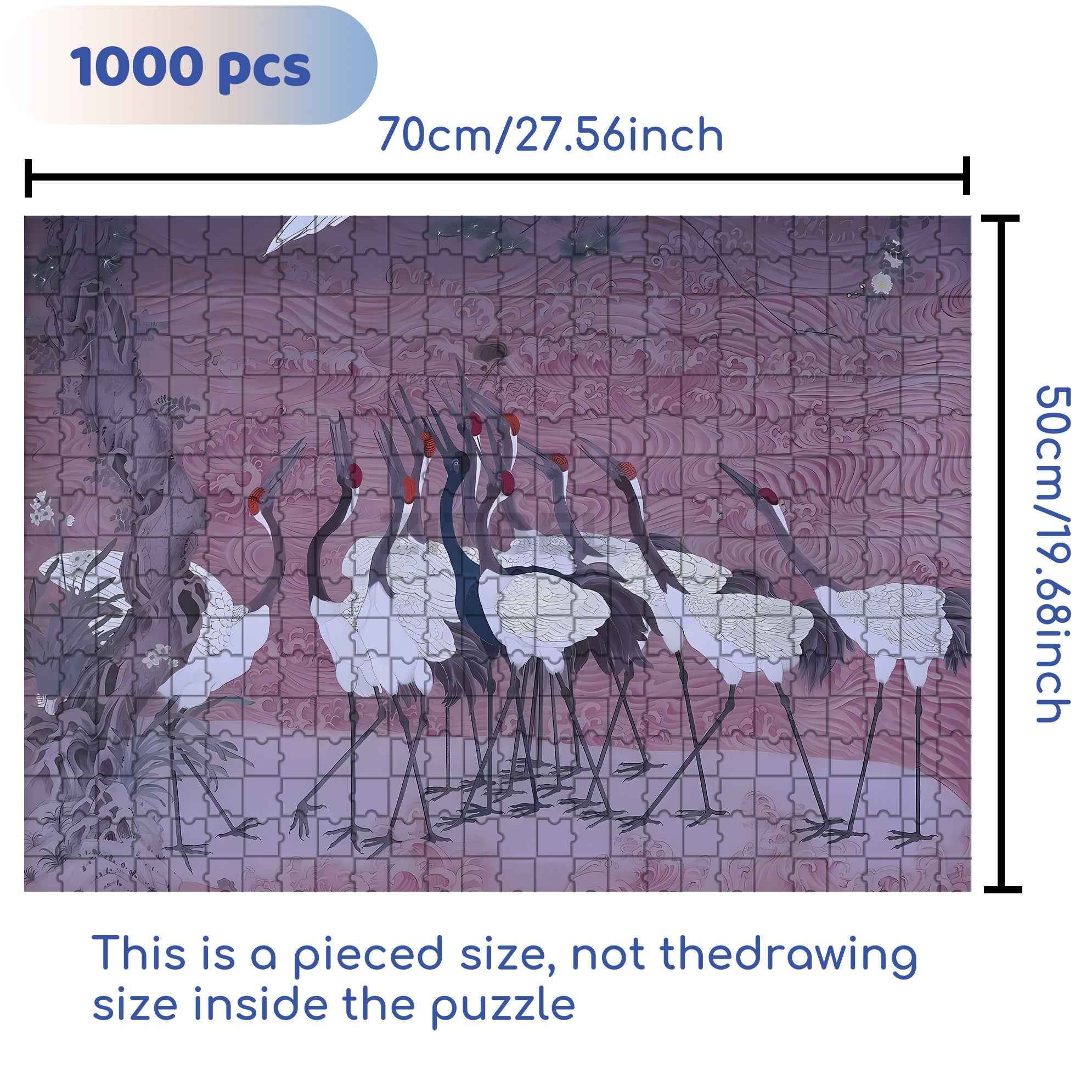 Dancing Cranes 500pcs/1000pcs Jigsaw Puzzle, Scratch-Resistant, Interactive Family Game & Brain-Boosting DIY Decor, Perfect for Halloween, Christmas & New Year Gifts, Family Puzzle Game
