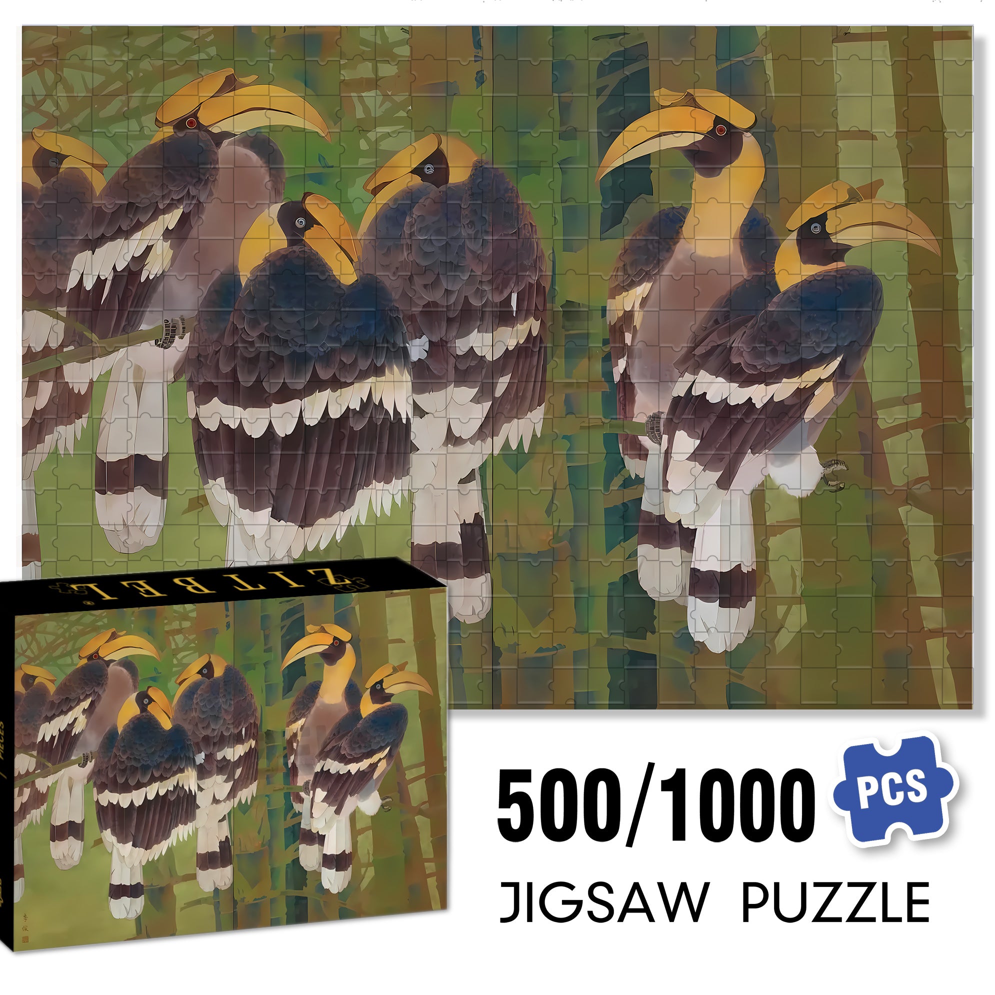 Deep In The Bamboo Forest 500pcs/1000pcs Jigsaw Puzzle, Scratch-Resistant, Interactive Family Game & Brain-Boosting DIY Decor, Perfect for Halloween, Christmas & New Year Gifts, Family Puzzle Game