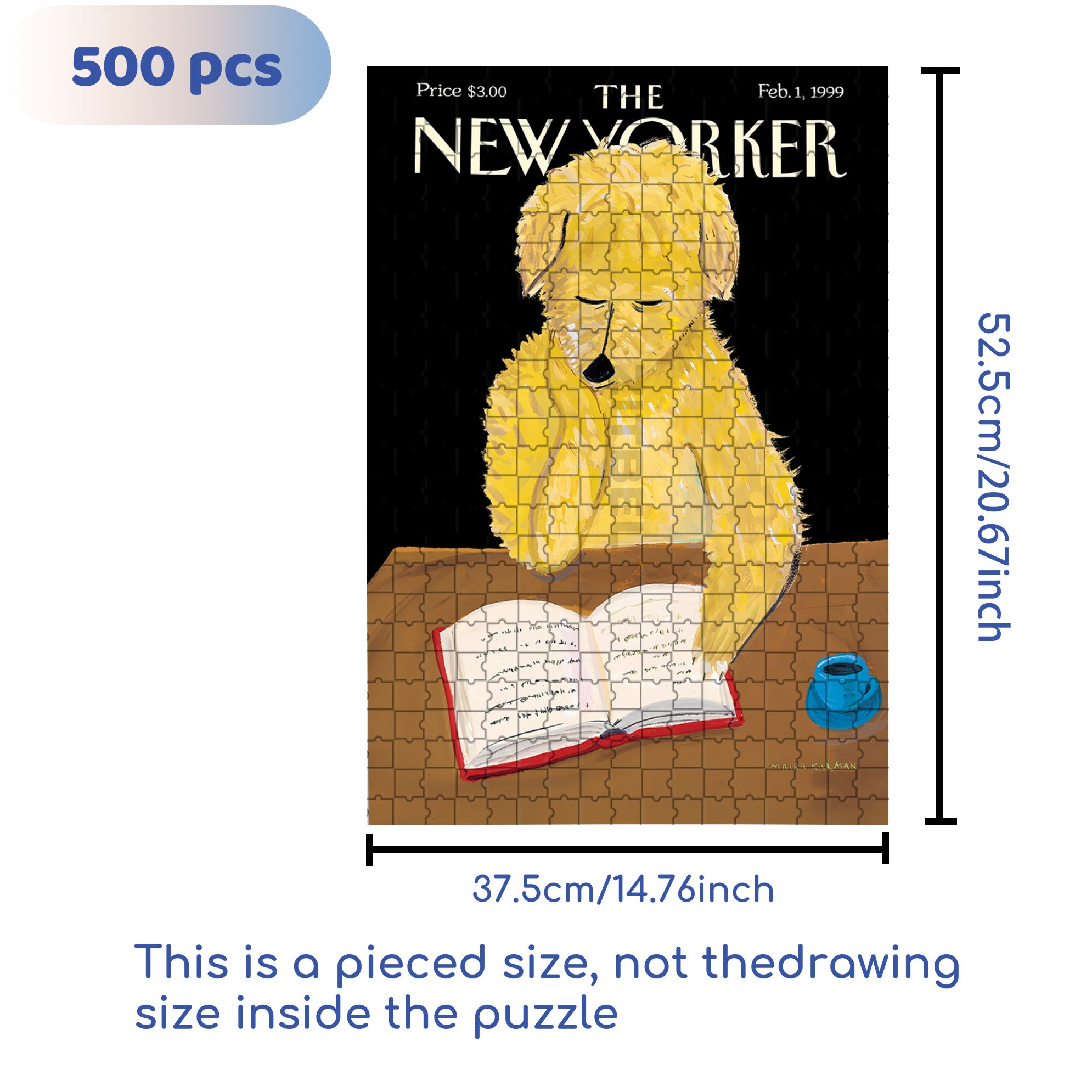 Dog Reads Book 500pcs/1000pcs Jigsaw Puzzle, Scratch-Resistant, Interactive Family Game & Brain-Boosting DIY Decor, Perfect for Halloween, Christmas & New Year Gifts, Family Puzzle Game
