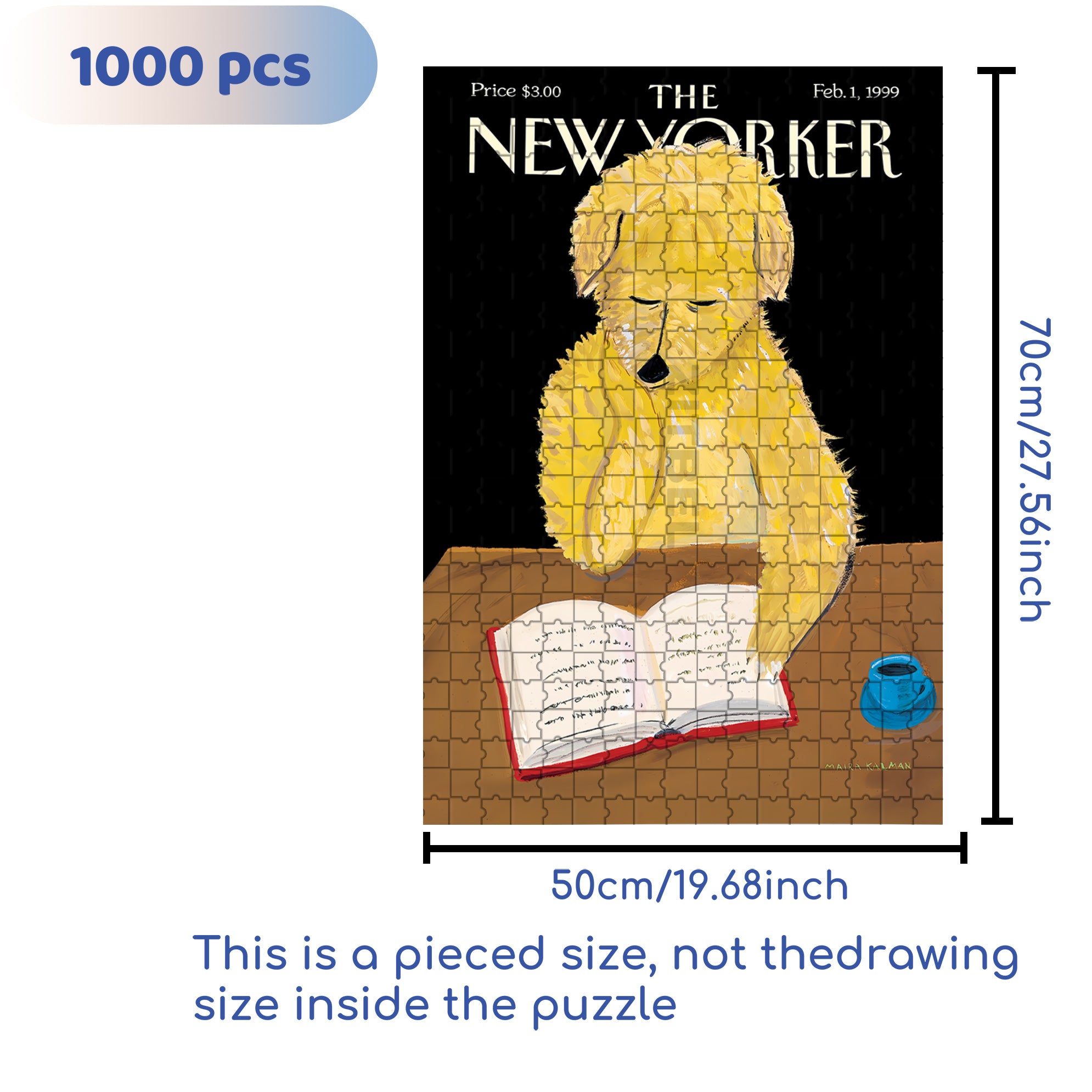 Dog Reads Book 500pcs/1000pcs Jigsaw Puzzle, Scratch-Resistant, Interactive Family Game & Brain-Boosting DIY Decor, Perfect for Halloween, Christmas & New Year Gifts, Family Puzzle Game