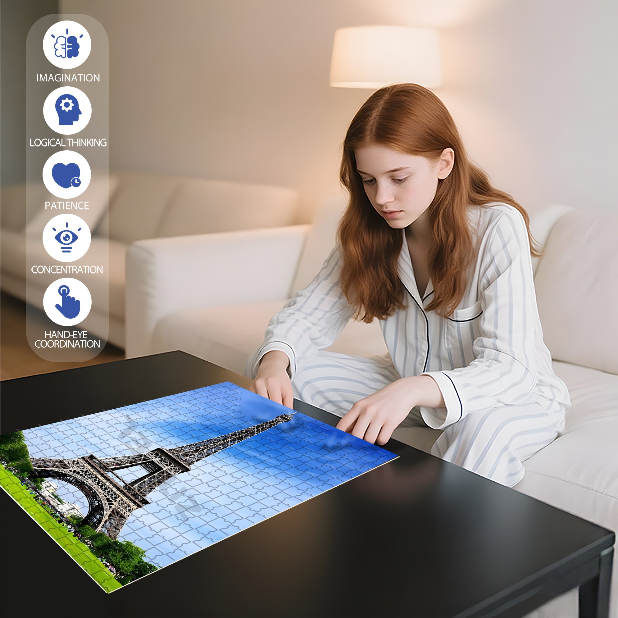 Eiffel Tower in Paris 500pcs/1000pcs Jigsaw Puzzle, Scratch-Resistant, Interactive Family Game & Brain-Boosting DIY Decor, Perfect for Halloween, Christmas & New Year Gifts, Family Puzzle Game