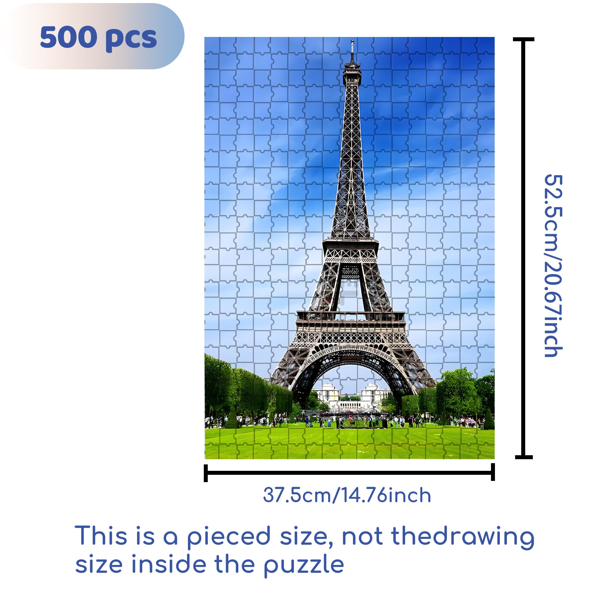 Eiffel Tower in Paris 500pcs/1000pcs Jigsaw Puzzle, Scratch-Resistant, Interactive Family Game & Brain-Boosting DIY Decor, Perfect for Halloween, Christmas & New Year Gifts, Family Puzzle Game