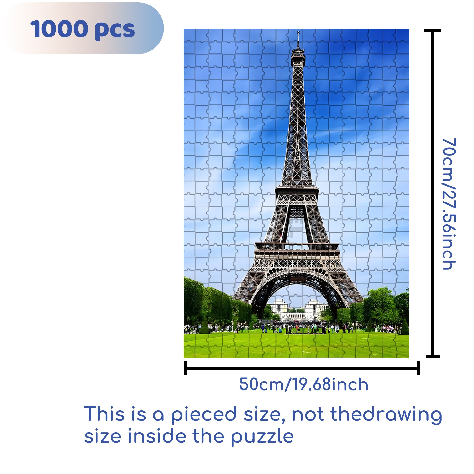 Eiffel Tower in Paris 500pcs/1000pcs Jigsaw Puzzle, Scratch-Resistant, Interactive Family Game & Brain-Boosting DIY Decor, Perfect for Halloween, Christmas & New Year Gifts, Family Puzzle Game