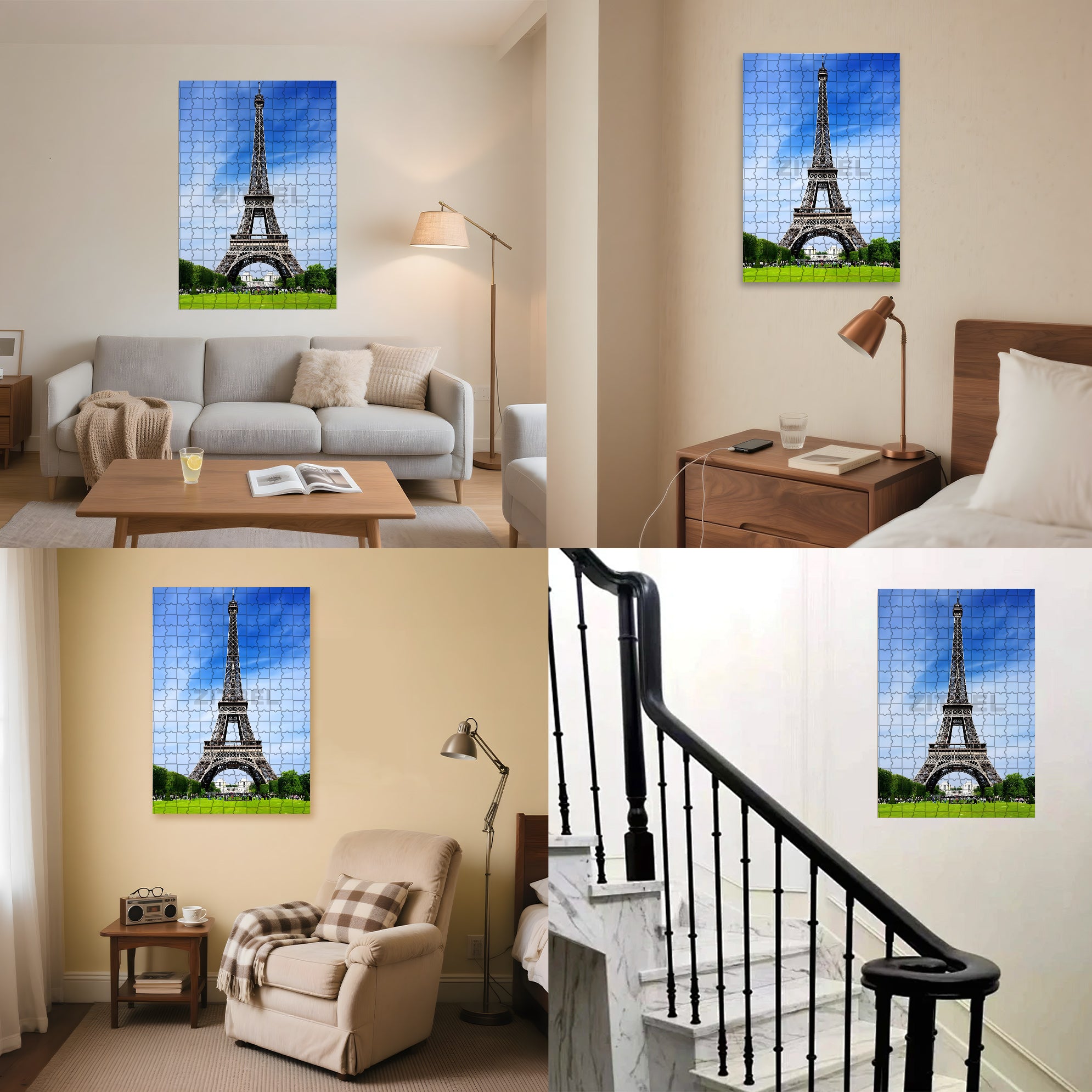 Eiffel Tower in Paris 500pcs/1000pcs Jigsaw Puzzle, Scratch-Resistant, Interactive Family Game & Brain-Boosting DIY Decor, Perfect for Halloween, Christmas & New Year Gifts, Family Puzzle Game