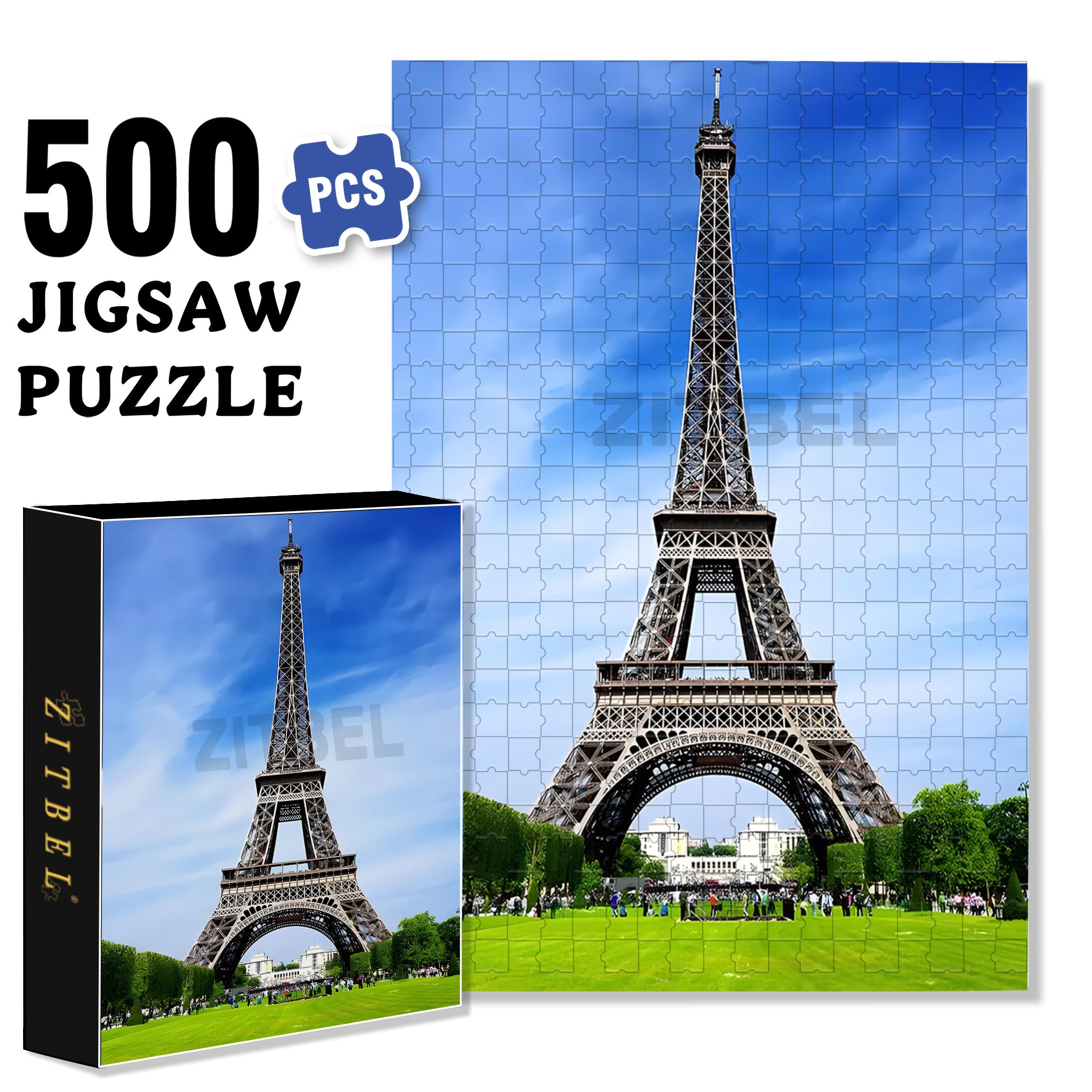 Eiffel Tower in Paris 500pcs/1000pcs Jigsaw Puzzle, Scratch-Resistant, Interactive Family Game & Brain-Boosting DIY Decor, Perfect for Halloween, Christmas & New Year Gifts, Family Puzzle Game
