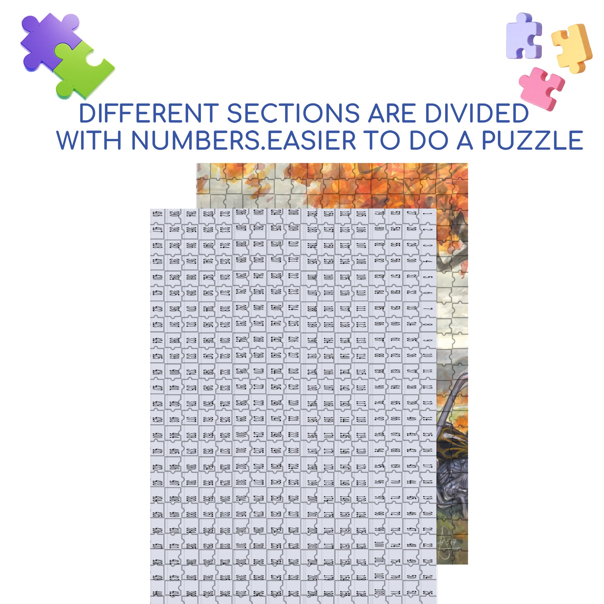Fall and Ange 500pcs/1000pcs Jigsaw Puzzle, Scratch-Resistant, Interactive Family Game & Brain-Boosting DIY Decor, Perfect for Halloween, Christmas & New Year Gifts, Family Puzzle Game