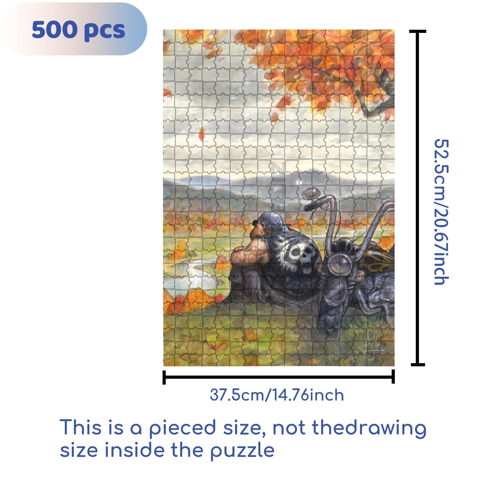 Fall and Ange 500pcs/1000pcs Jigsaw Puzzle, Scratch-Resistant, Interactive Family Game & Brain-Boosting DIY Decor, Perfect for Halloween, Christmas & New Year Gifts, Family Puzzle Game
