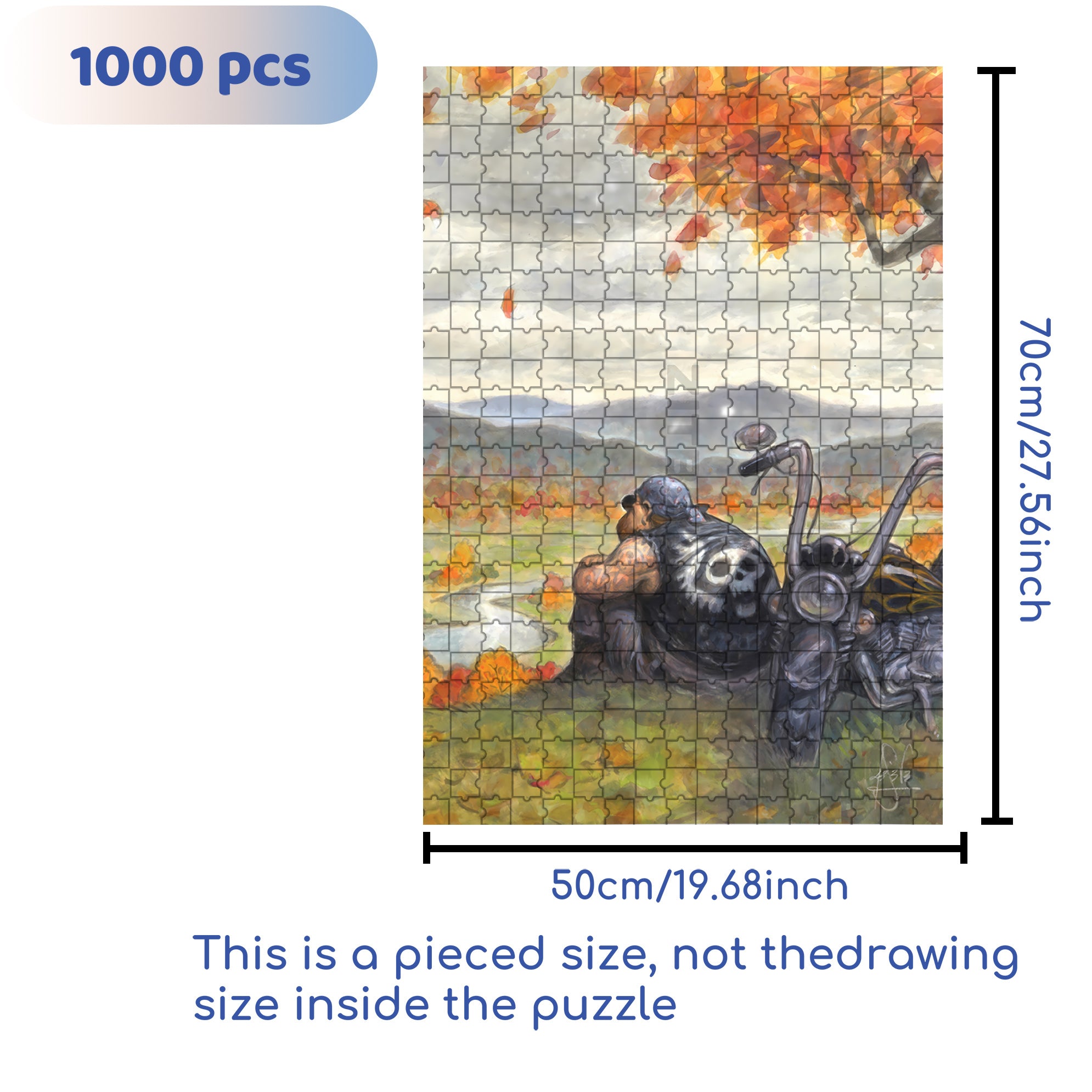 Fall and Ange 500pcs/1000pcs Jigsaw Puzzle, Scratch-Resistant, Interactive Family Game & Brain-Boosting DIY Decor, Perfect for Halloween, Christmas & New Year Gifts, Family Puzzle Game