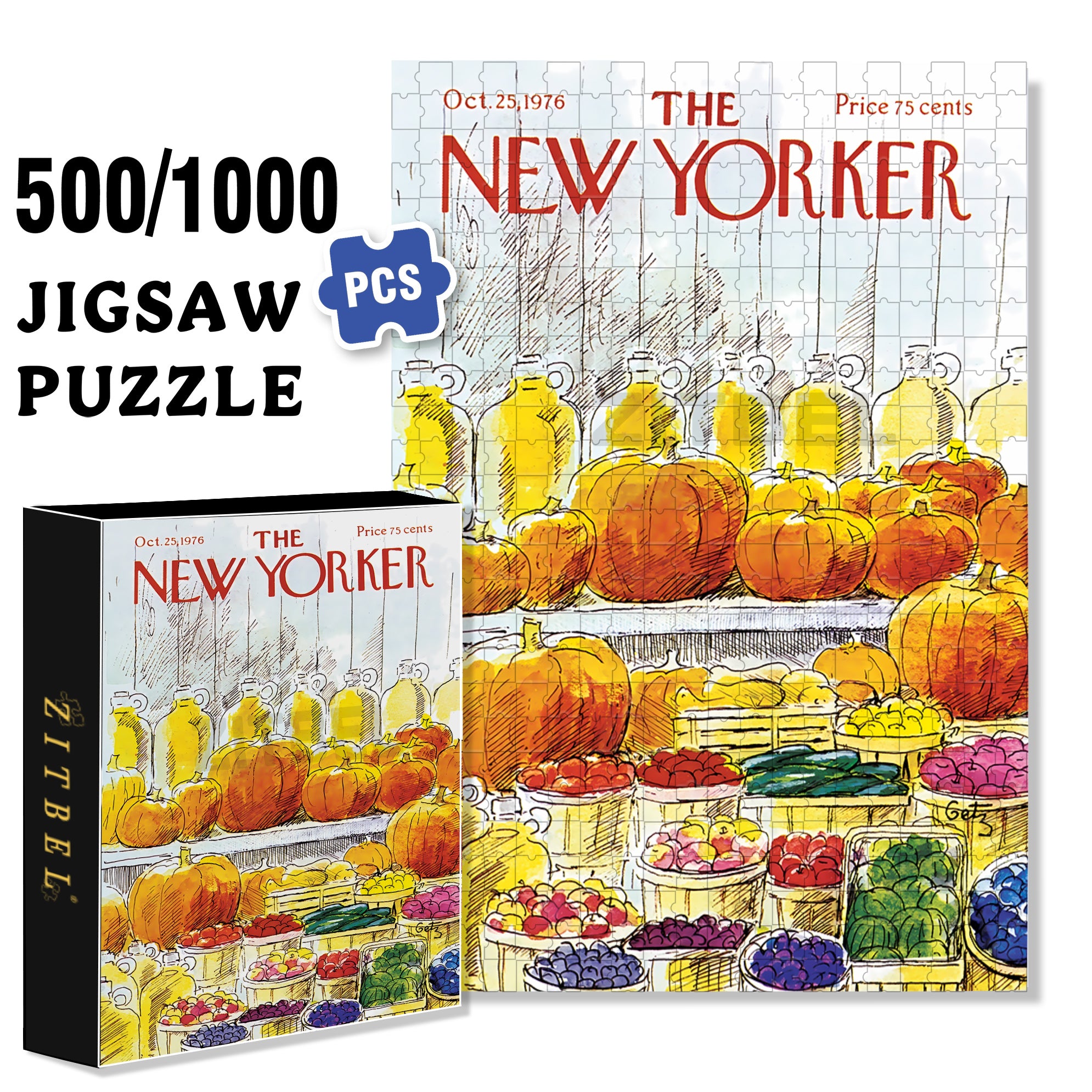 Farm Stand 500pcs/1000pcs Jigsaw Puzzle, Scratch-Resistant, Interactive Family Game & Brain-Boosting DIY Decor, Perfect for Halloween, Christmas & New Year Gifts, Family Puzzle Game