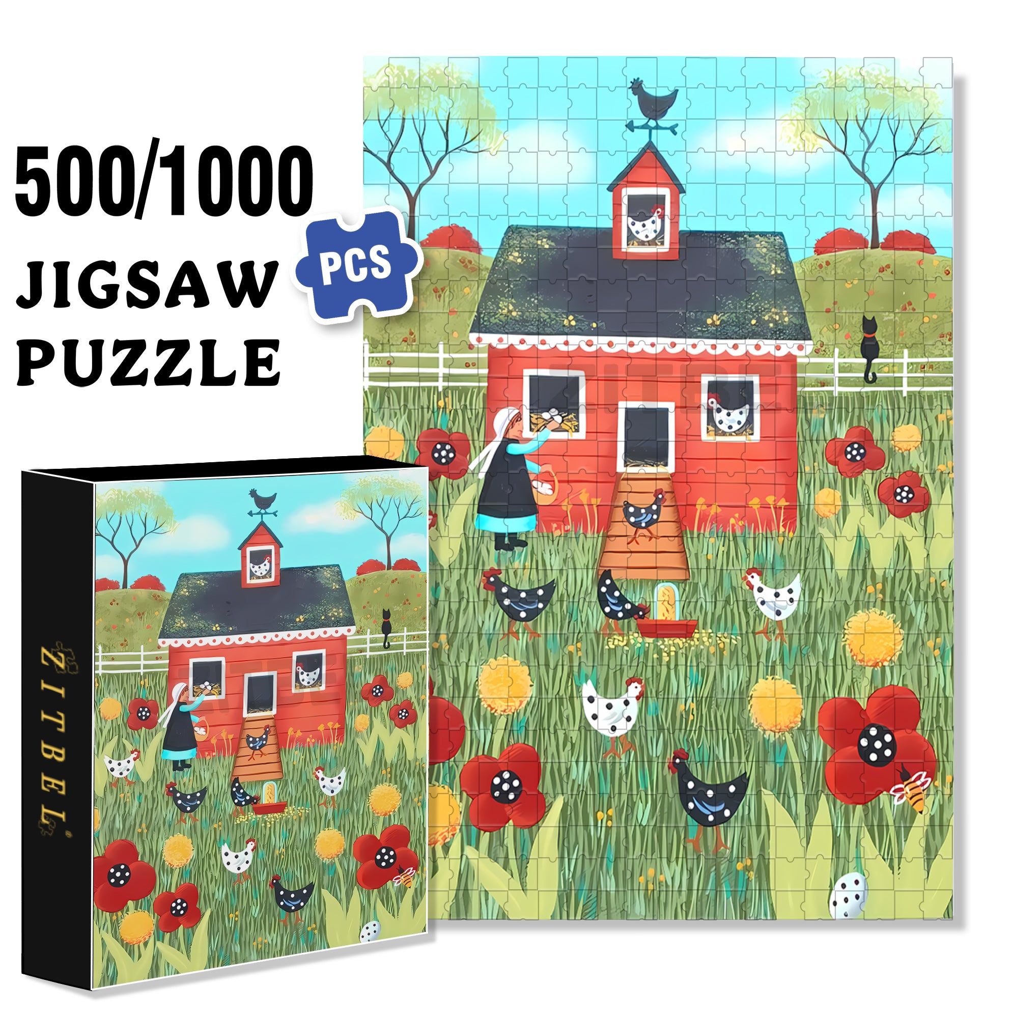 Feeding and Gathering 500pcs/1000pcs Jigsaw Puzzle, Scratch-Resistant, Interactive Family Game & Brain-Boosting DIY Decor, Perfect for Halloween, Christmas & New Year Gifts, Family Puzzle Game