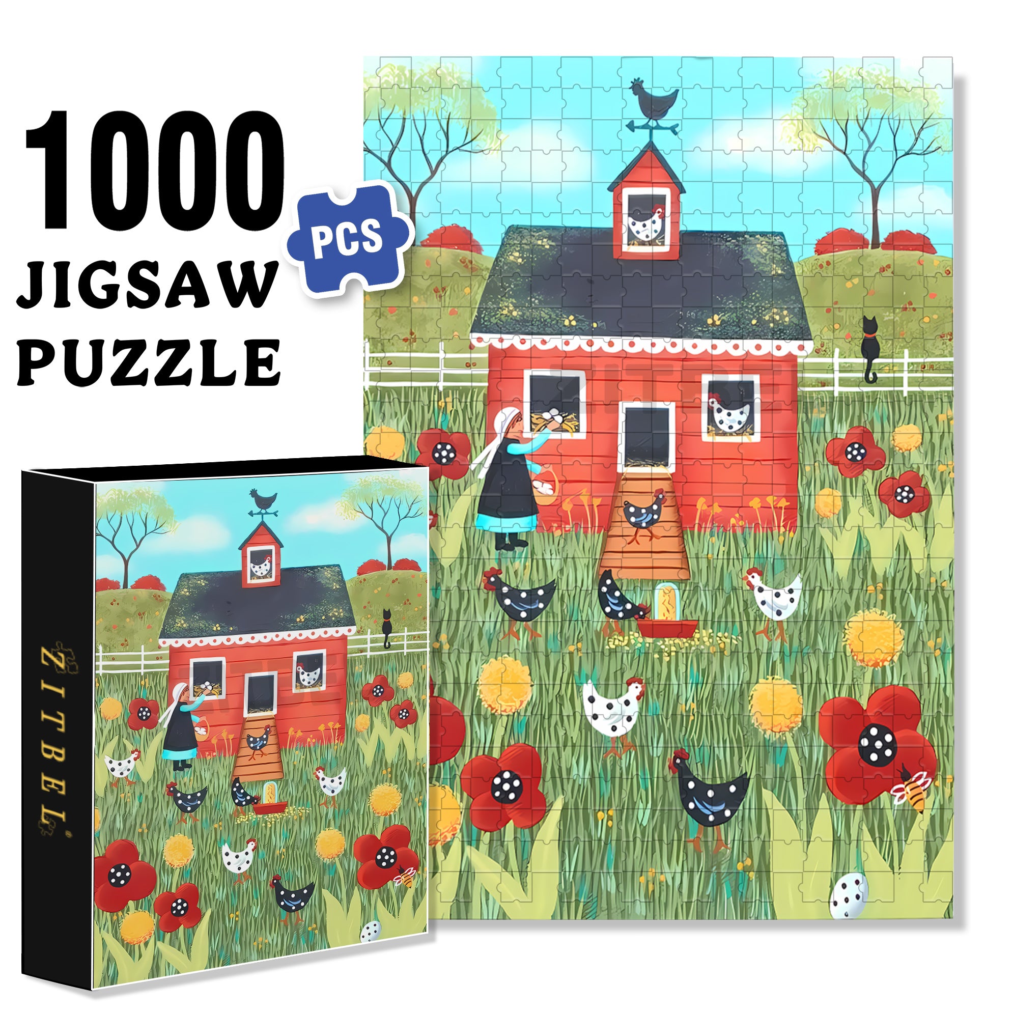 Feeding and Gathering 500pcs/1000pcs Jigsaw Puzzle, Scratch-Resistant, Interactive Family Game & Brain-Boosting DIY Decor, Perfect for Halloween, Christmas & New Year Gifts, Family Puzzle Game