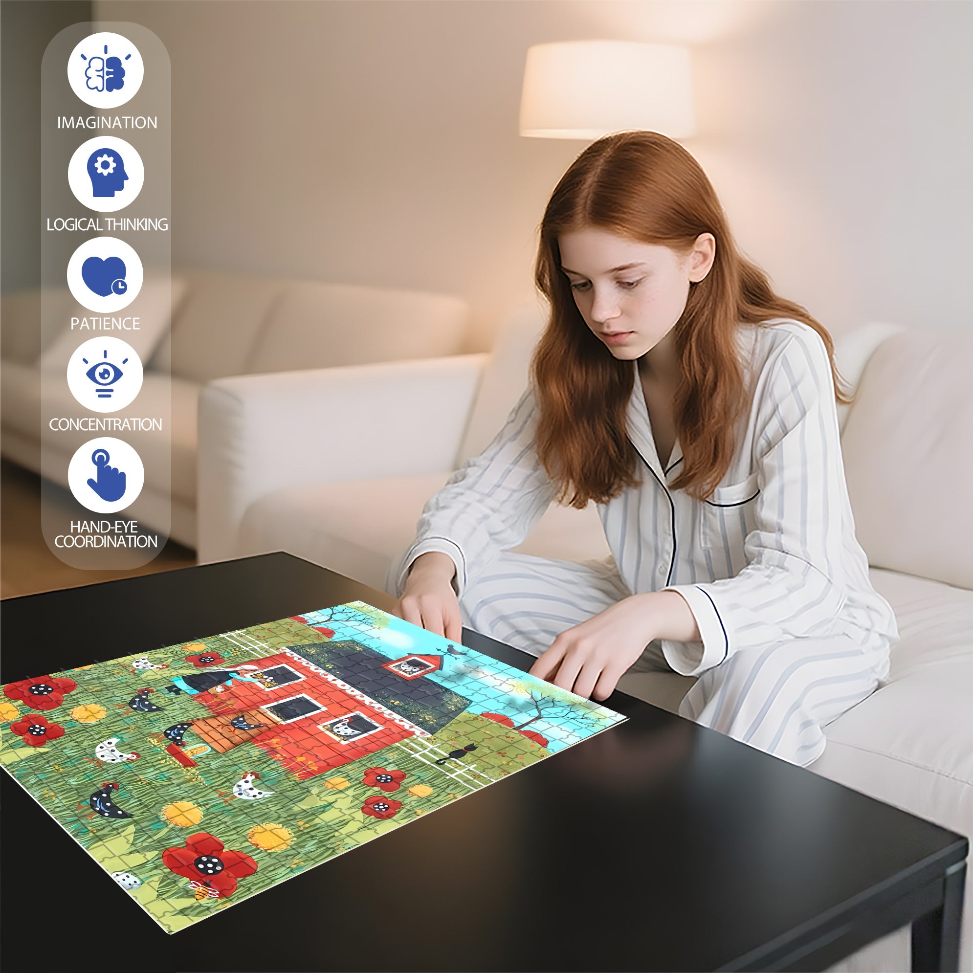 Feeding and Gathering 500pcs/1000pcs Jigsaw Puzzle, Scratch-Resistant, Interactive Family Game & Brain-Boosting DIY Decor, Perfect for Halloween, Christmas & New Year Gifts, Family Puzzle Game