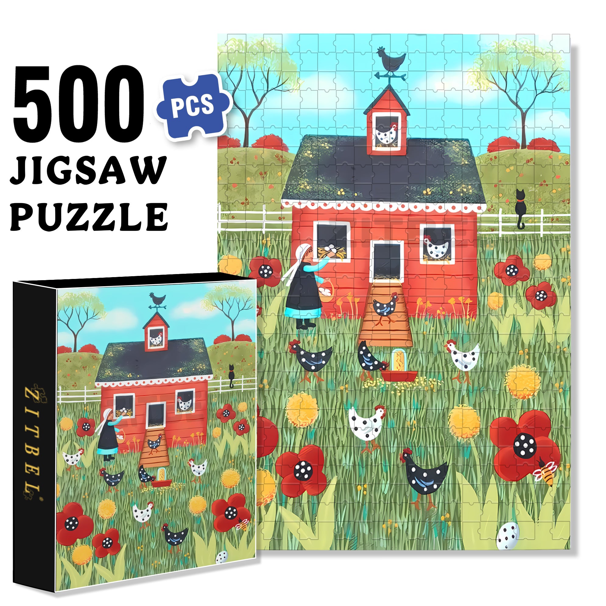 Feeding and Gathering 500pcs/1000pcs Jigsaw Puzzle, Scratch-Resistant, Interactive Family Game & Brain-Boosting DIY Decor, Perfect for Halloween, Christmas & New Year Gifts, Family Puzzle Game
