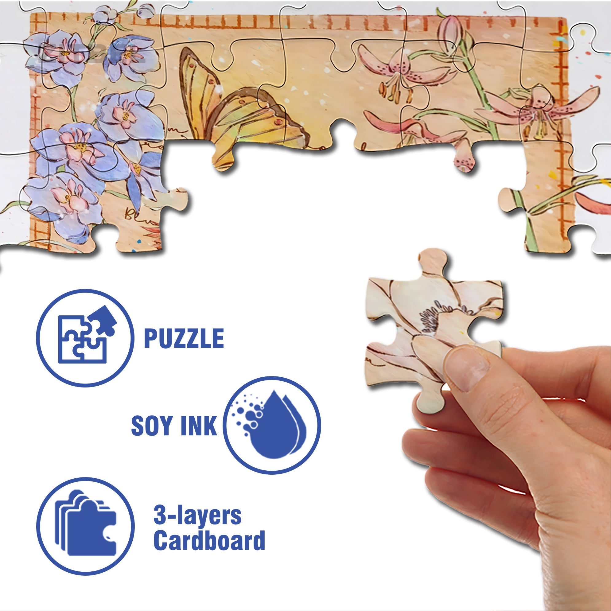 Floral Stationery 500pcs/1000pcs Jigsaw Puzzle, Scratch-Resistant, Interactive Family Game & Brain-Boosting DIY Decor, Perfect for Halloween, Christmas & New Year Gifts, Family Puzzle Game
