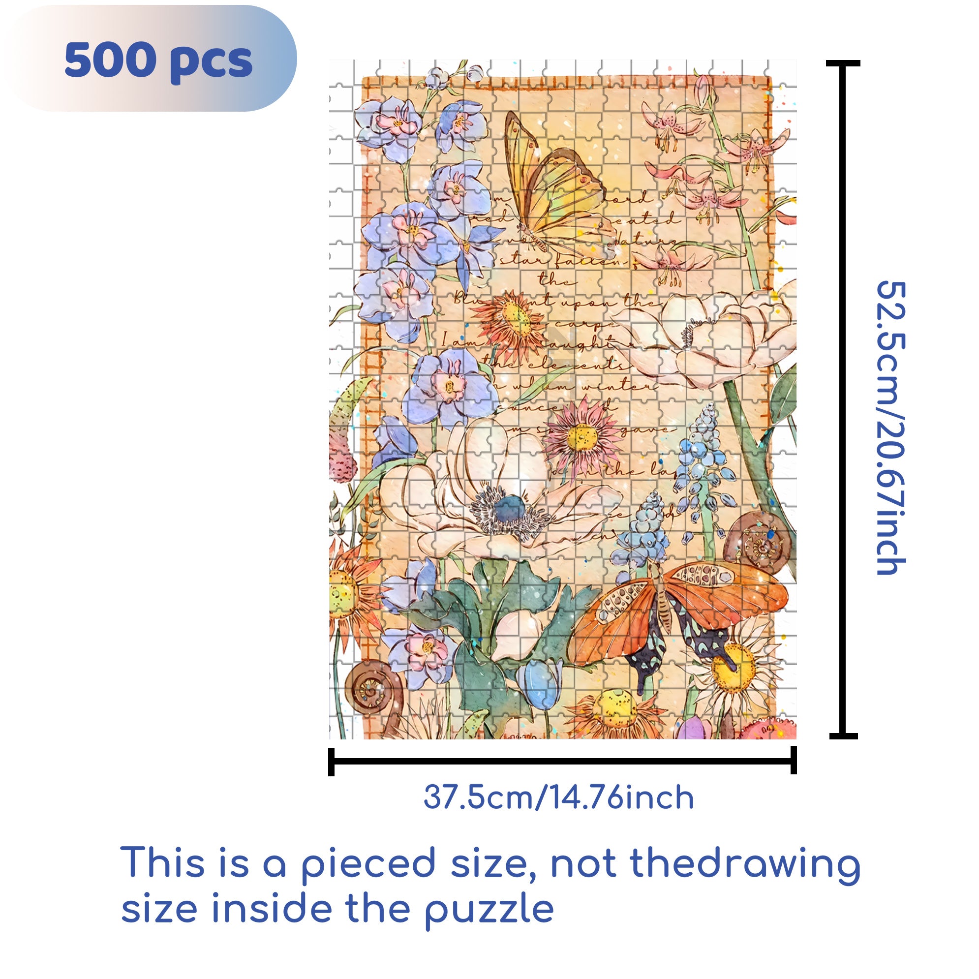 Floral Stationery 500pcs/1000pcs Jigsaw Puzzle, Scratch-Resistant, Interactive Family Game & Brain-Boosting DIY Decor, Perfect for Halloween, Christmas & New Year Gifts, Family Puzzle Game