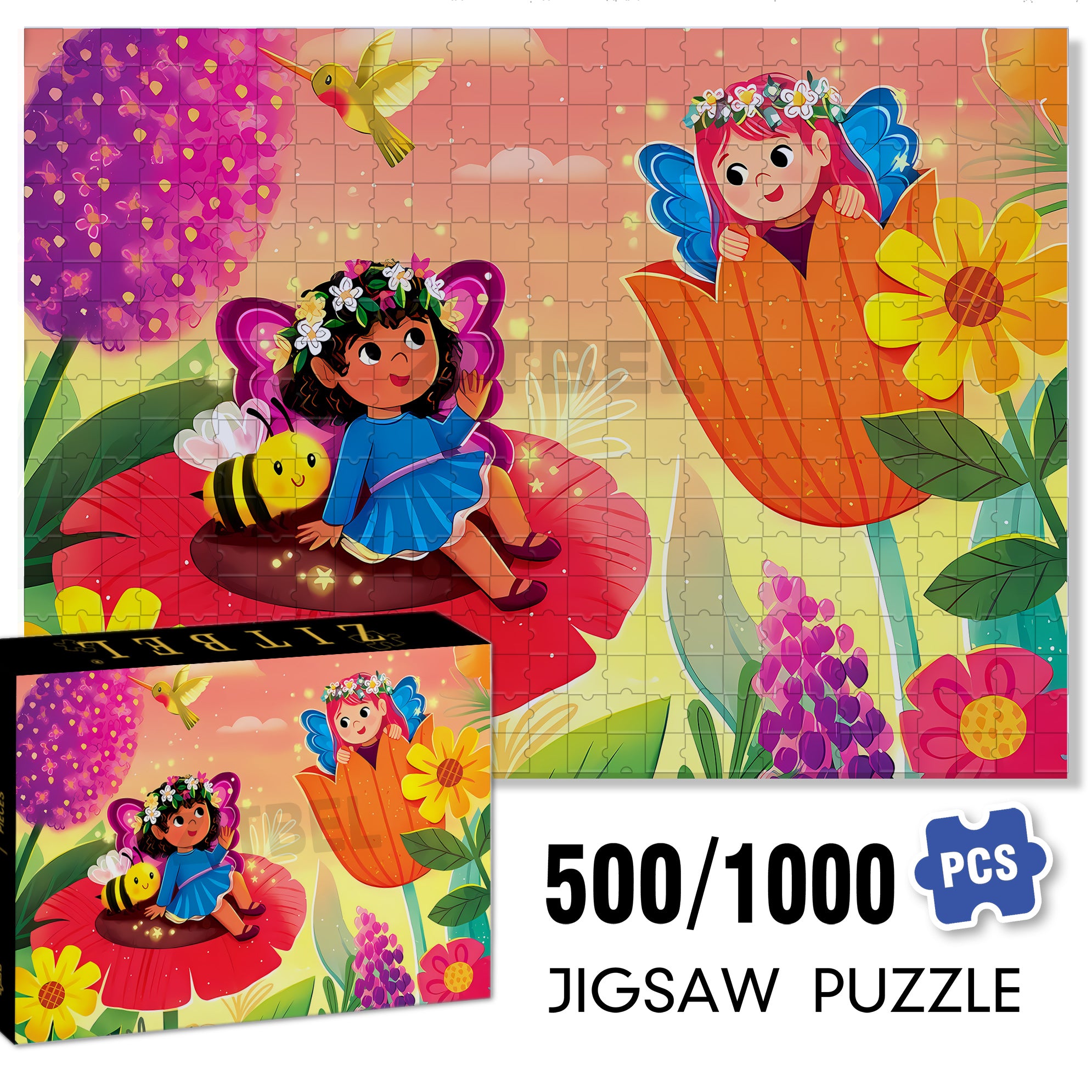 Flower Fairy 500pcs/1000pcs Jigsaw Puzzle, Scratch-Resistant, Interactive Family Game & Brain-Boosting DIY Decor, Perfect for Halloween, Christmas & New Year Gifts, Family Puzzle Game