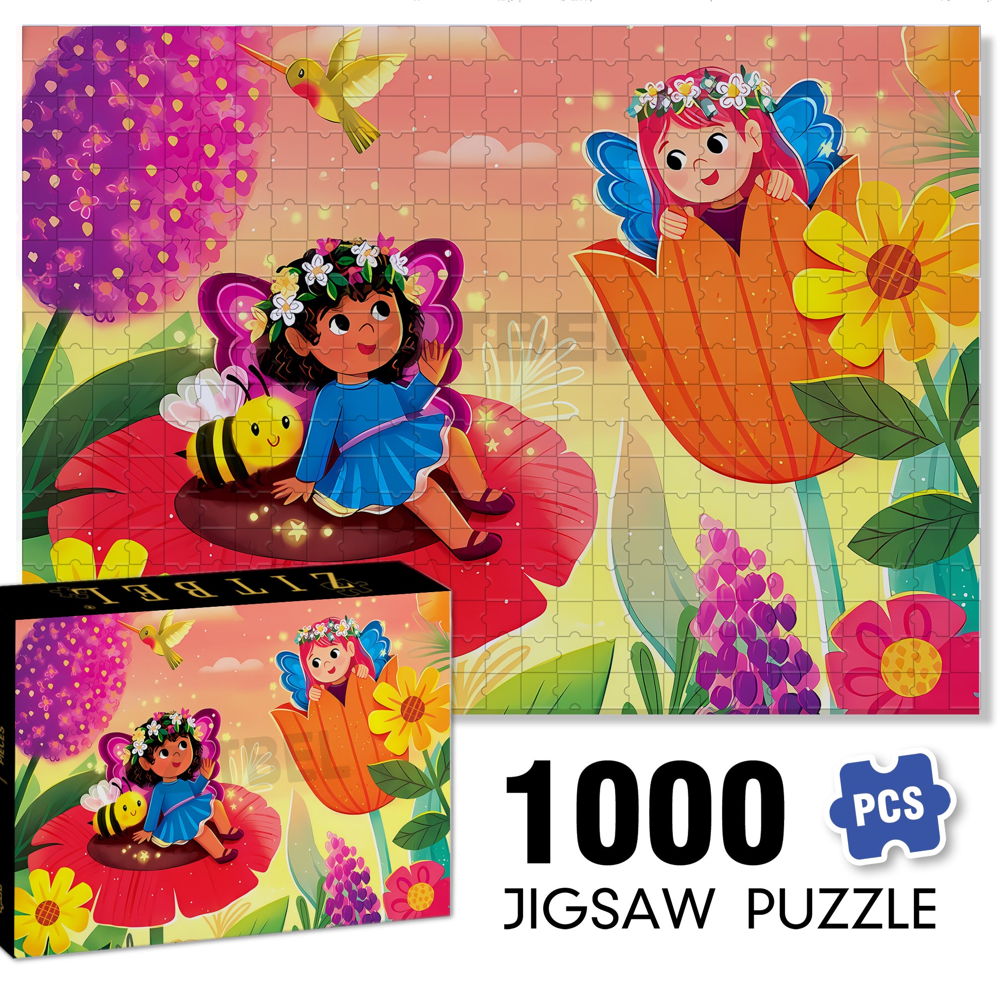 Flower Fairy 500pcs/1000pcs Jigsaw Puzzle, Scratch-Resistant, Interactive Family Game & Brain-Boosting DIY Decor, Perfect for Halloween, Christmas & New Year Gifts, Family Puzzle Game