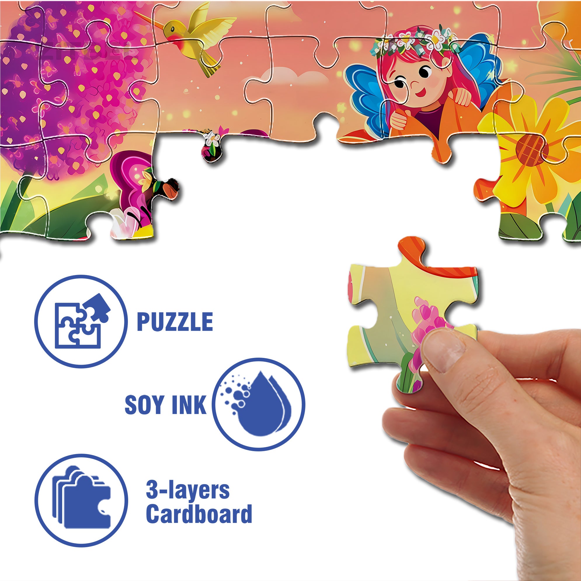 Flower Fairy 500pcs/1000pcs Jigsaw Puzzle, Scratch-Resistant, Interactive Family Game & Brain-Boosting DIY Decor, Perfect for Halloween, Christmas & New Year Gifts, Family Puzzle Game