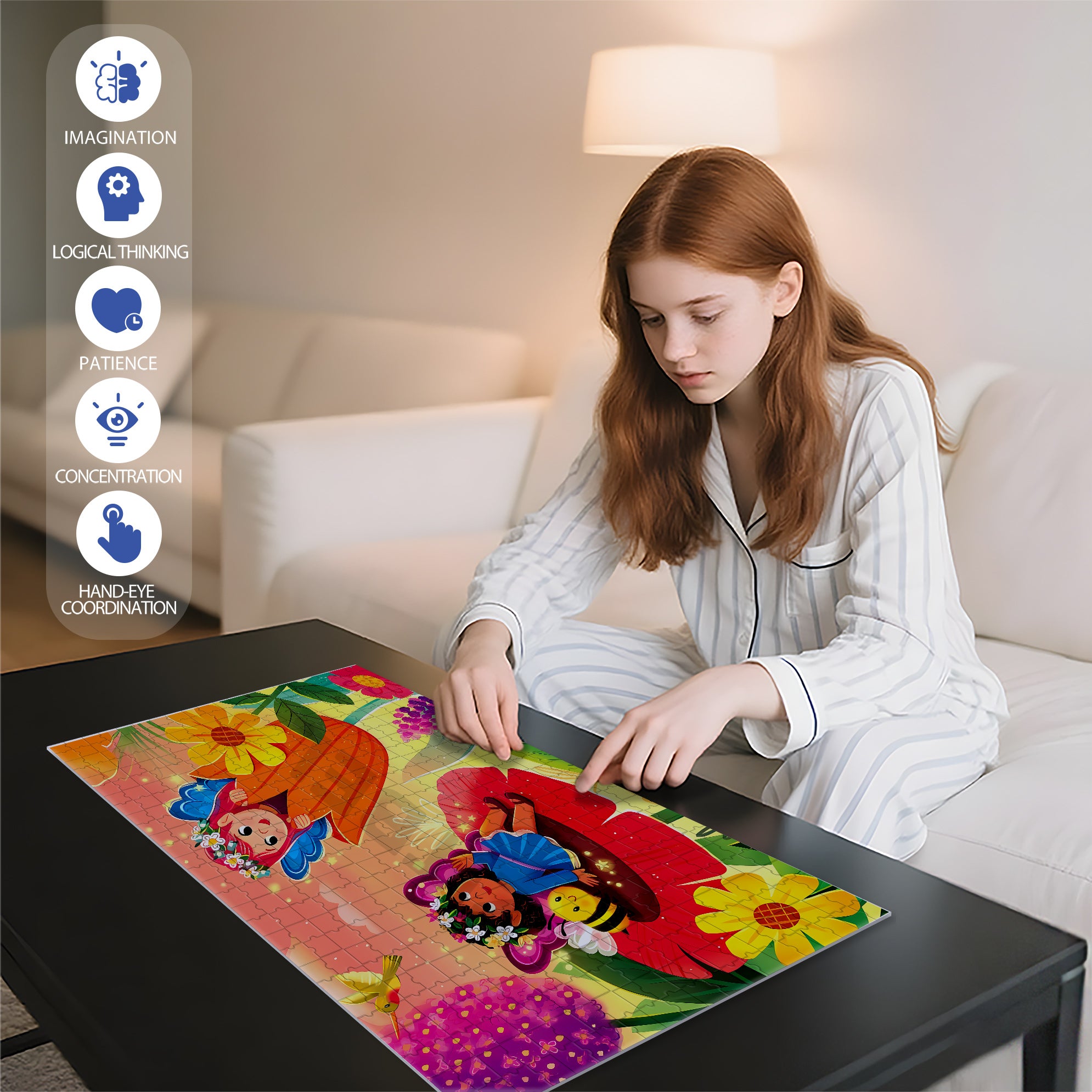 Flower Fairy 500pcs/1000pcs Jigsaw Puzzle, Scratch-Resistant, Interactive Family Game & Brain-Boosting DIY Decor, Perfect for Halloween, Christmas & New Year Gifts, Family Puzzle Game
