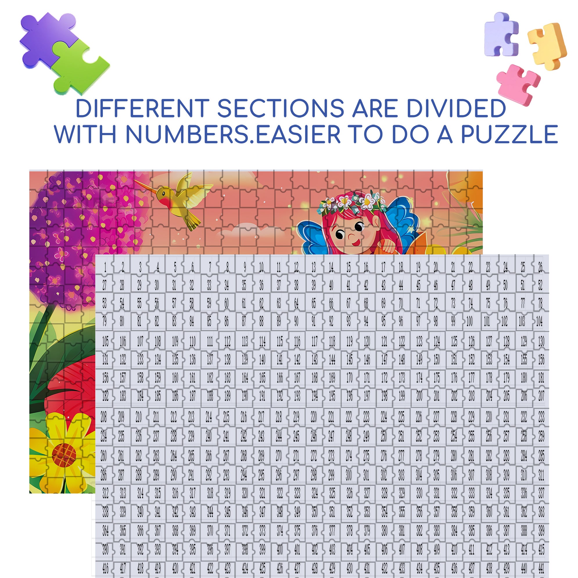 Flower Fairy 500pcs/1000pcs Jigsaw Puzzle, Scratch-Resistant, Interactive Family Game & Brain-Boosting DIY Decor, Perfect for Halloween, Christmas & New Year Gifts, Family Puzzle Game
