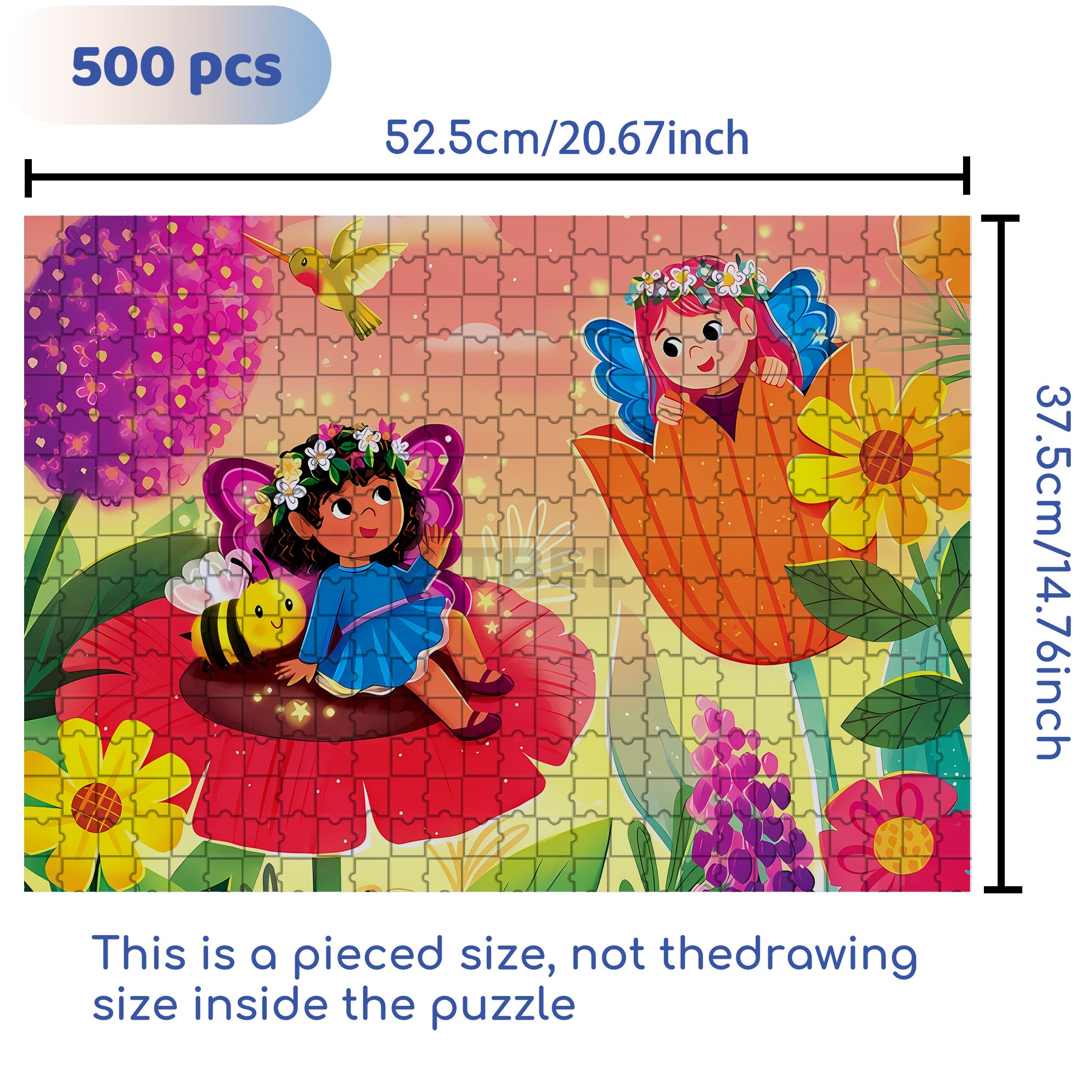 Flower Fairy 500pcs/1000pcs Jigsaw Puzzle, Scratch-Resistant, Interactive Family Game & Brain-Boosting DIY Decor, Perfect for Halloween, Christmas & New Year Gifts, Family Puzzle Game
