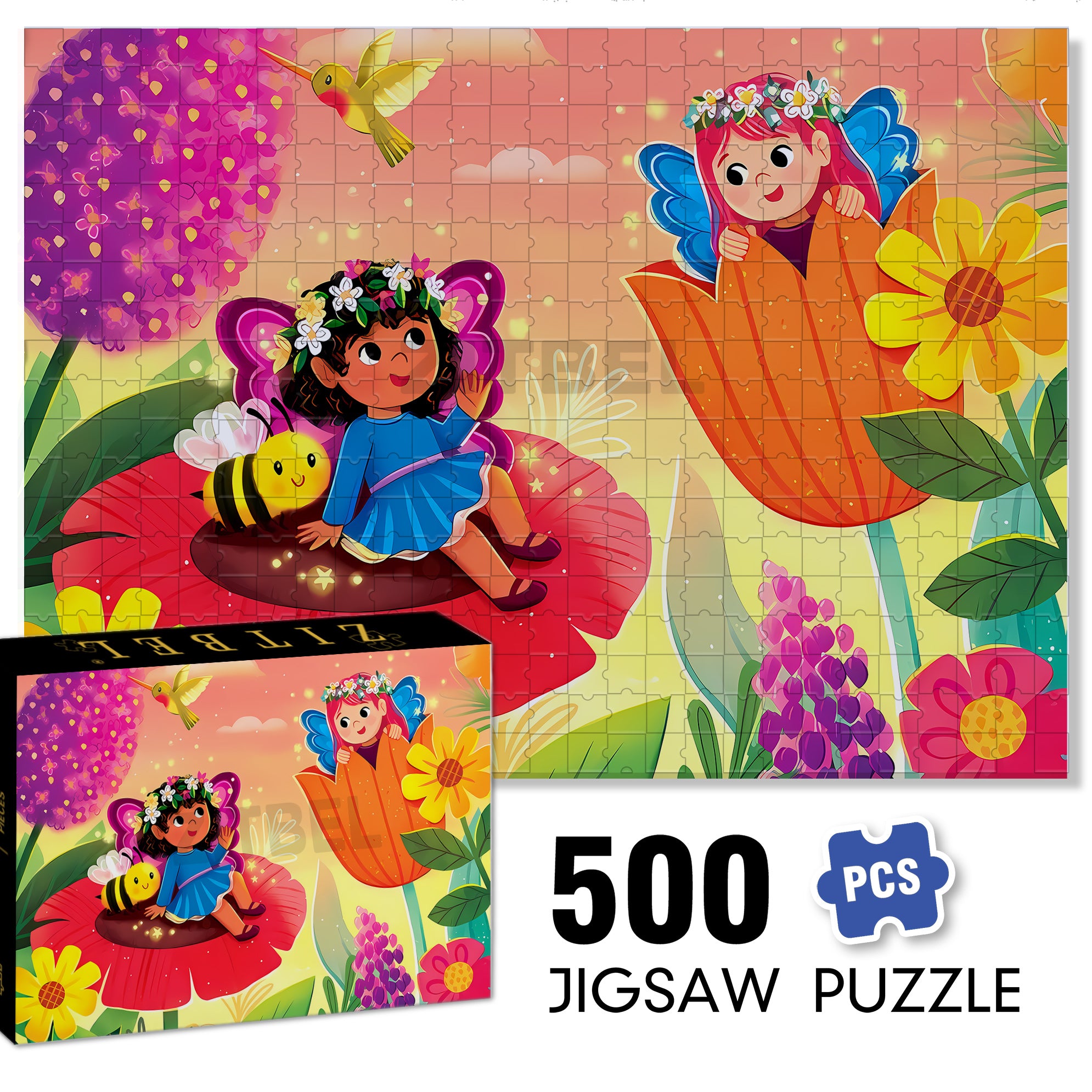 Flower Fairy 500pcs/1000pcs Jigsaw Puzzle, Scratch-Resistant, Interactive Family Game & Brain-Boosting DIY Decor, Perfect for Halloween, Christmas & New Year Gifts, Family Puzzle Game