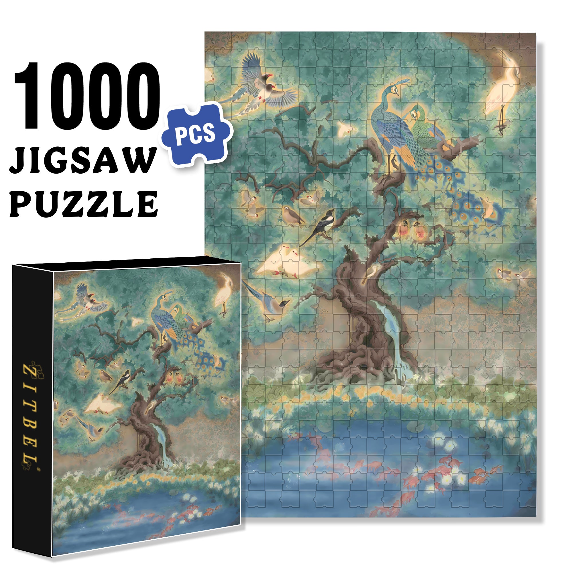 Glowing Bird 500pcs/1000pcs Jigsaw Puzzle, Scratch-Resistant, Interactive Family Game & Brain-Boosting DIY Decor, Perfect for Halloween, Christmas & New Year Gifts, Family Puzzle Game