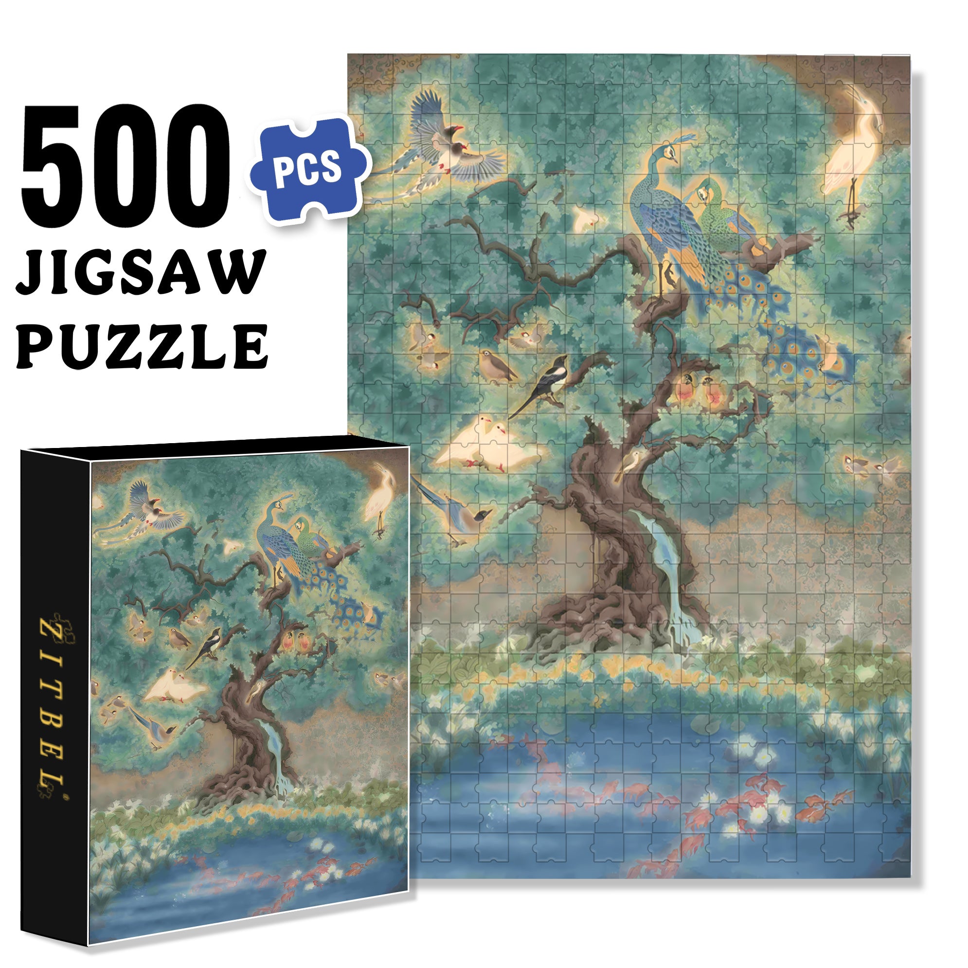 Glowing Bird 500pcs/1000pcs Jigsaw Puzzle, Scratch-Resistant, Interactive Family Game & Brain-Boosting DIY Decor, Perfect for Halloween, Christmas & New Year Gifts, Family Puzzle Game