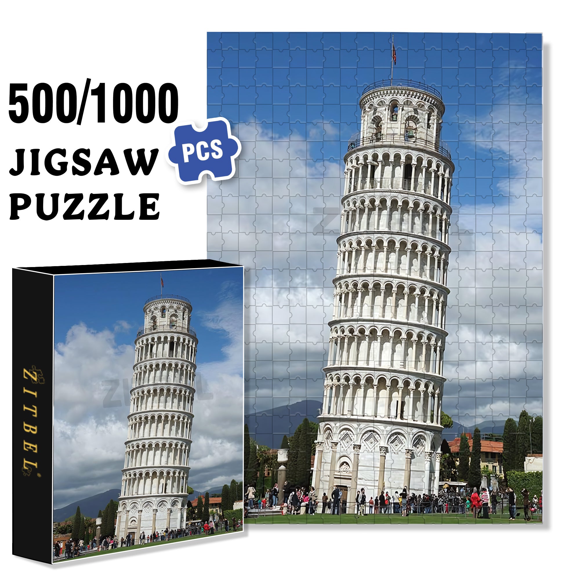 Leaning Tower of Pisa 500pcs/1000pcs Jigsaw Puzzle, Scratch-Resistant, Interactive Family Game & Brain-Boosting DIY Decor, Perfect for Halloween, Christmas & New Year Gifts, Family Puzzle Game