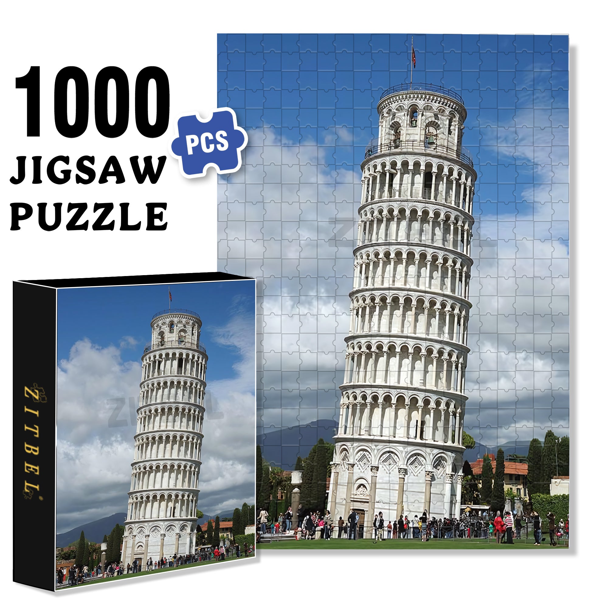 Leaning Tower of Pisa 500pcs/1000pcs Jigsaw Puzzle, Scratch-Resistant, Interactive Family Game & Brain-Boosting DIY Decor, Perfect for Halloween, Christmas & New Year Gifts, Family Puzzle Game