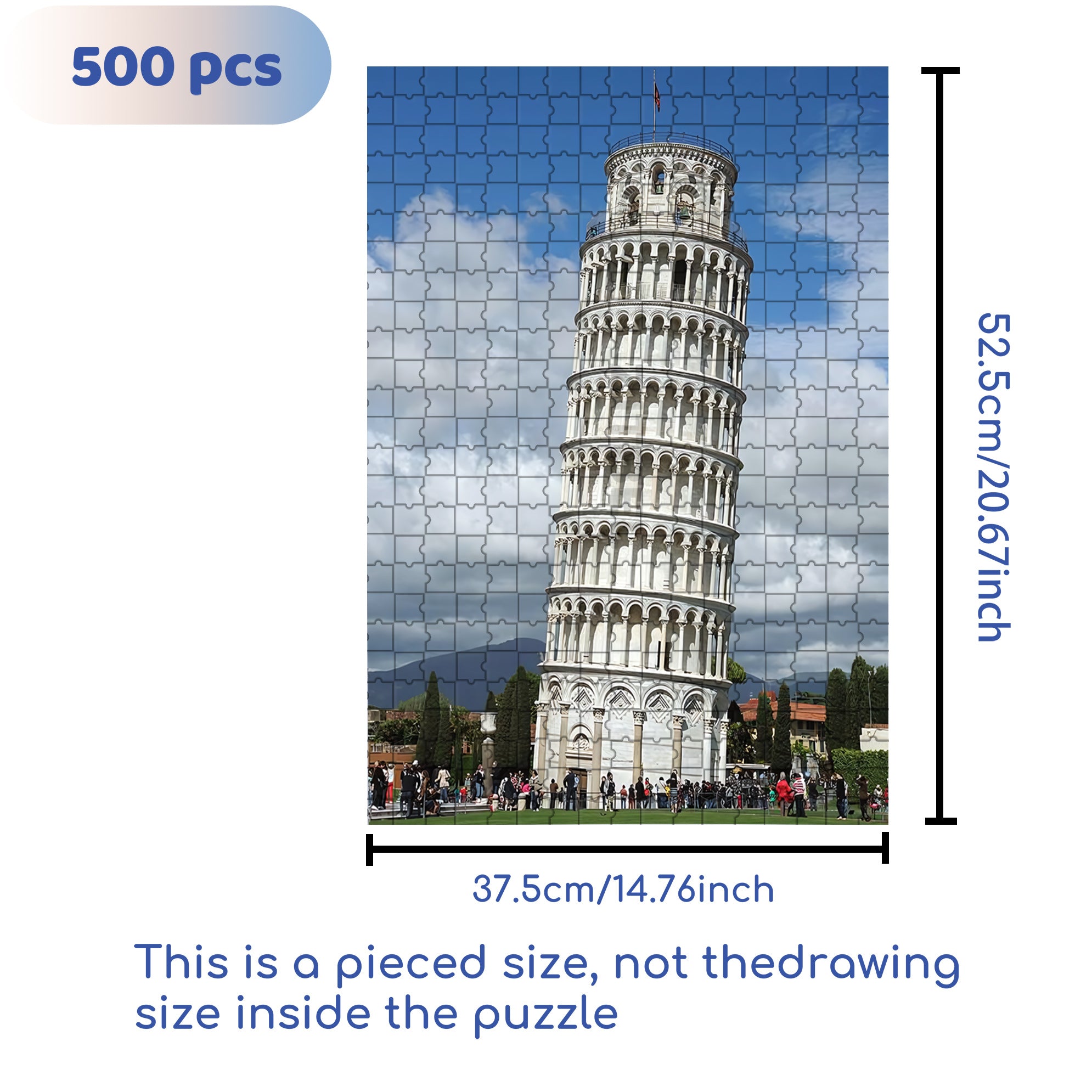Leaning Tower of Pisa 500pcs/1000pcs Jigsaw Puzzle, Scratch-Resistant, Interactive Family Game & Brain-Boosting DIY Decor, Perfect for Halloween, Christmas & New Year Gifts, Family Puzzle Game