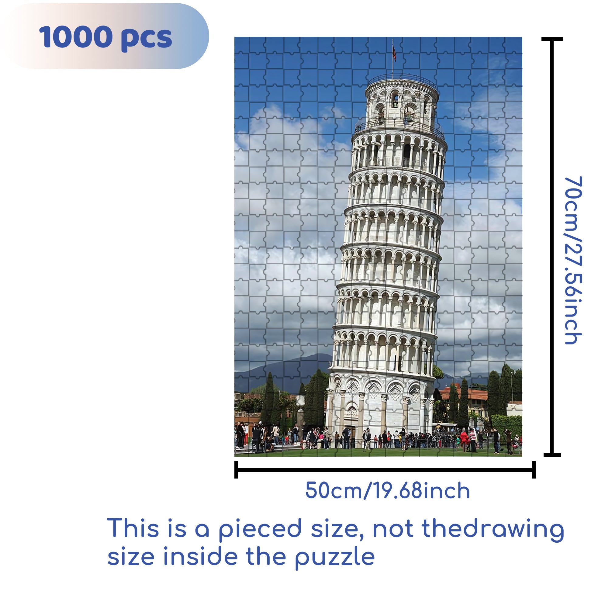 Leaning Tower of Pisa 500pcs/1000pcs Jigsaw Puzzle, Scratch-Resistant, Interactive Family Game & Brain-Boosting DIY Decor, Perfect for Halloween, Christmas & New Year Gifts, Family Puzzle Game