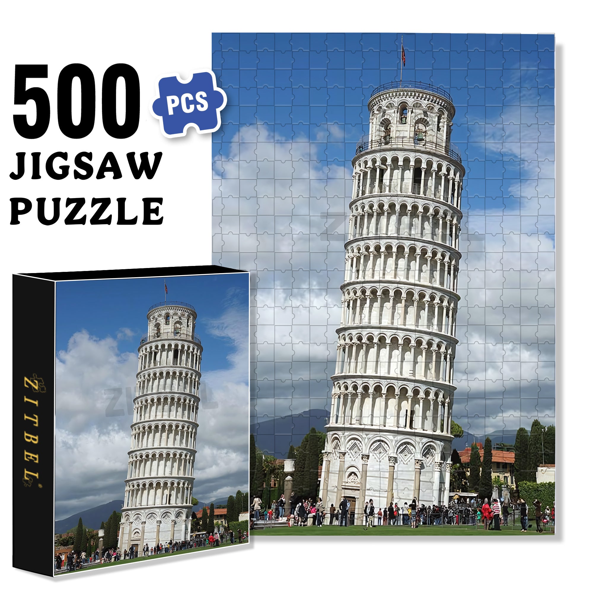 Leaning Tower of Pisa 500pcs/1000pcs Jigsaw Puzzle, Scratch-Resistant, Interactive Family Game & Brain-Boosting DIY Decor, Perfect for Halloween, Christmas & New Year Gifts, Family Puzzle Game