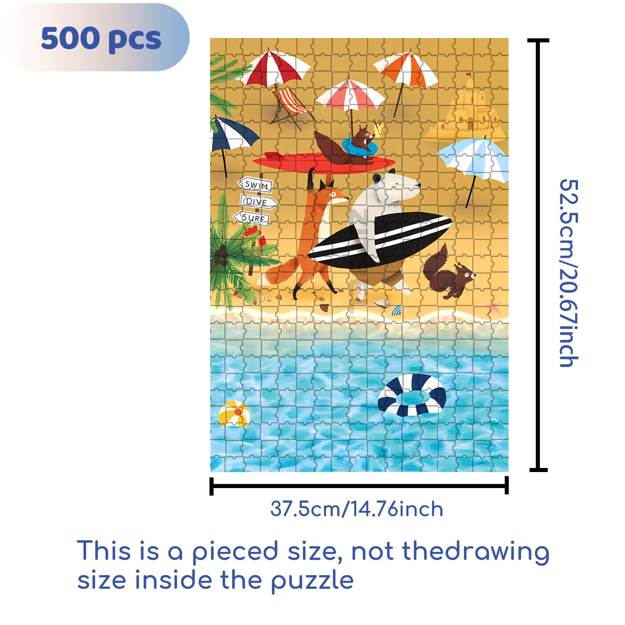 Like Surfing 500pcs/1000pcs Jigsaw Puzzle, Scratch-Resistant, Interactive Family Game & Brain-Boosting DIY Decor, Perfect for Halloween, Christmas & New Year Gifts, Family Puzzle Game