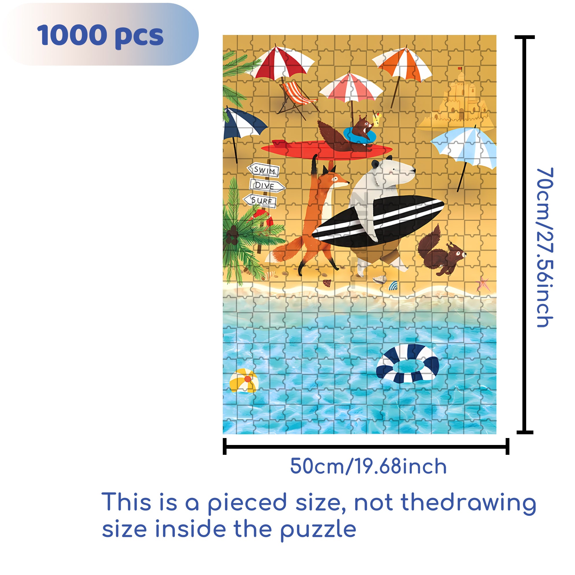 Like Surfing 500pcs/1000pcs Jigsaw Puzzle, Scratch-Resistant, Interactive Family Game & Brain-Boosting DIY Decor, Perfect for Halloween, Christmas & New Year Gifts, Family Puzzle Game